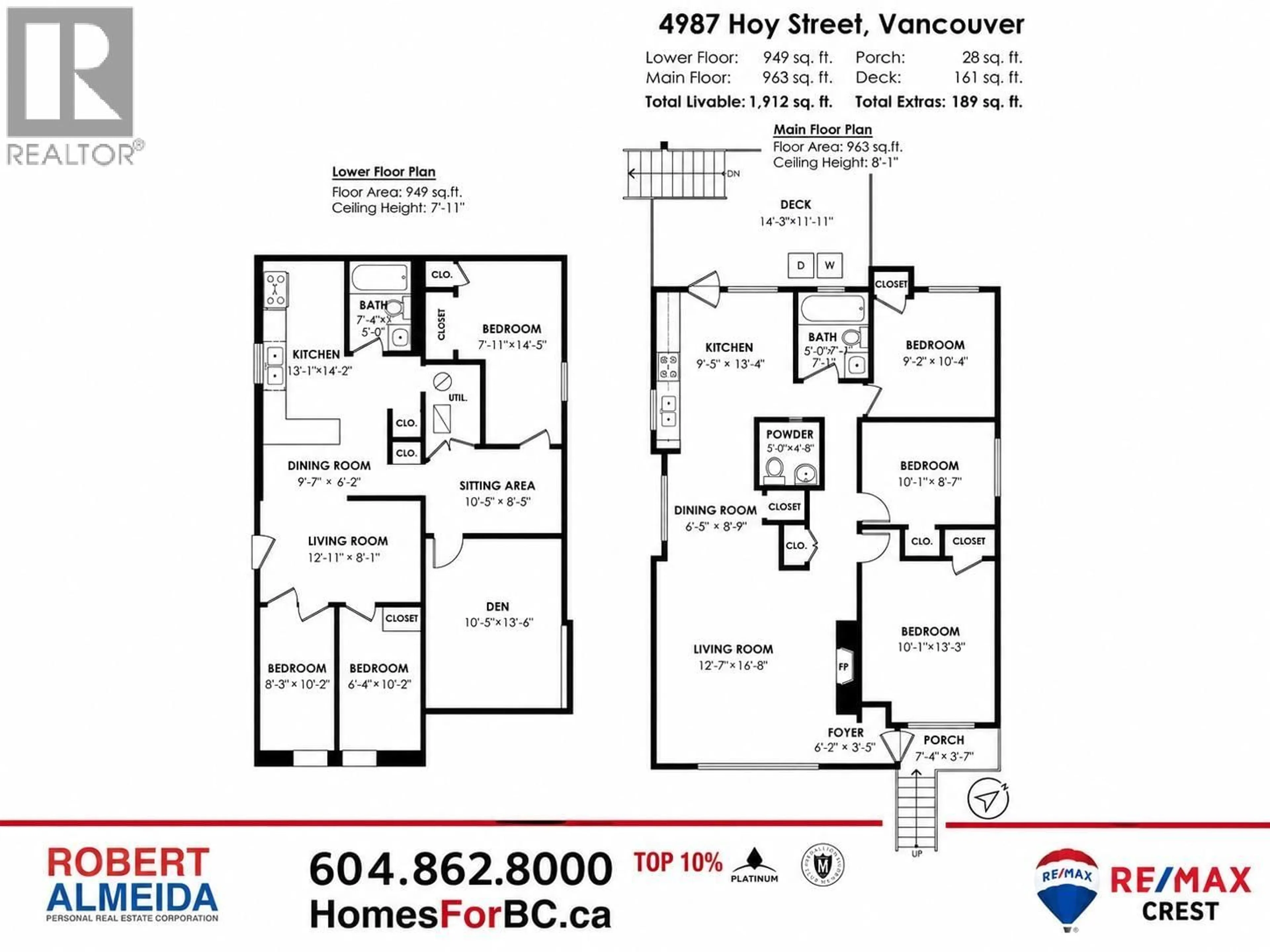 Floor plan for 4987 HOY STREET, Vancouver British Columbia V5R4N6