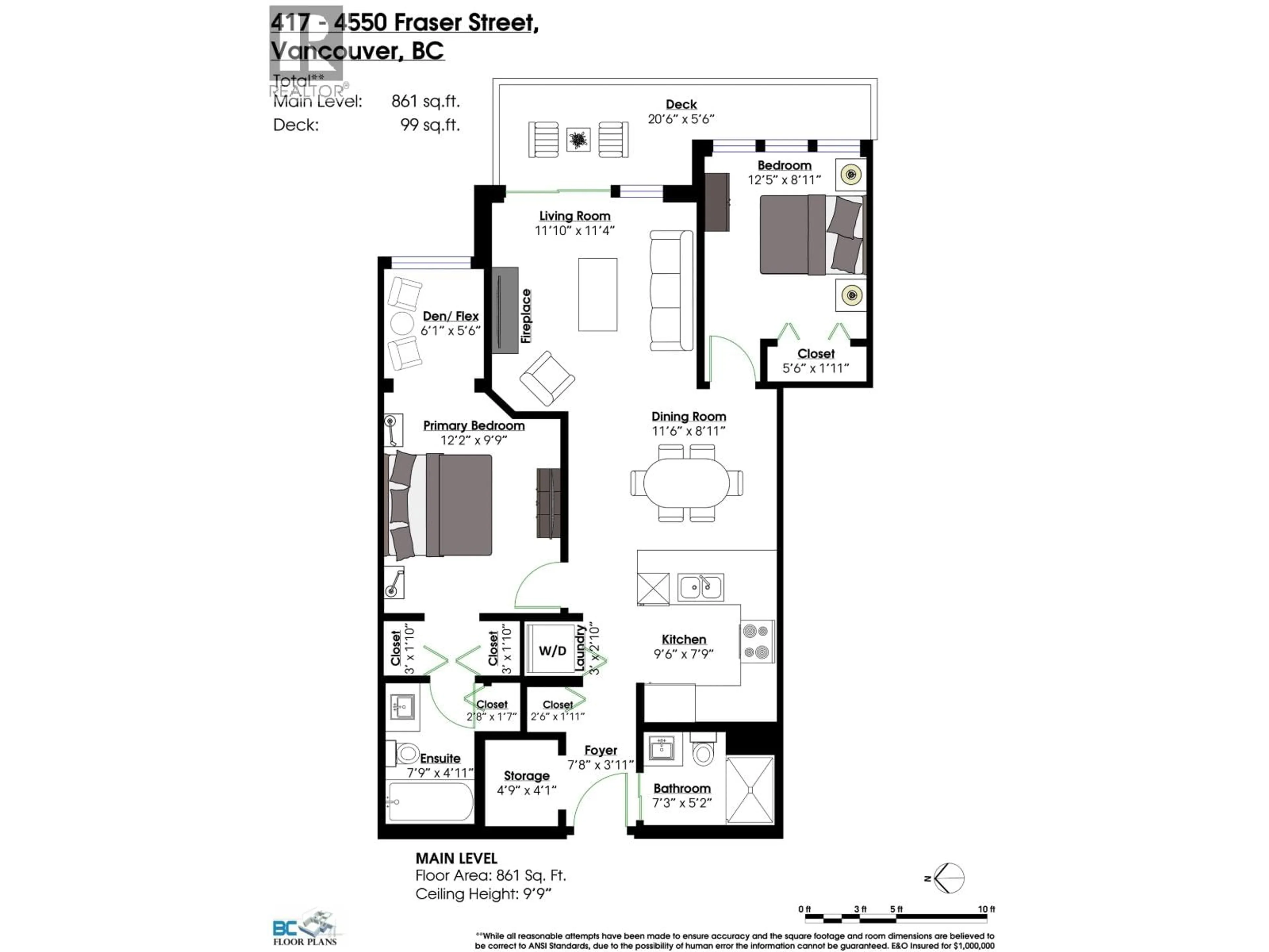 Floor plan for 417 - 4550 FRASER STREET, Vancouver British Columbia V5V4G8