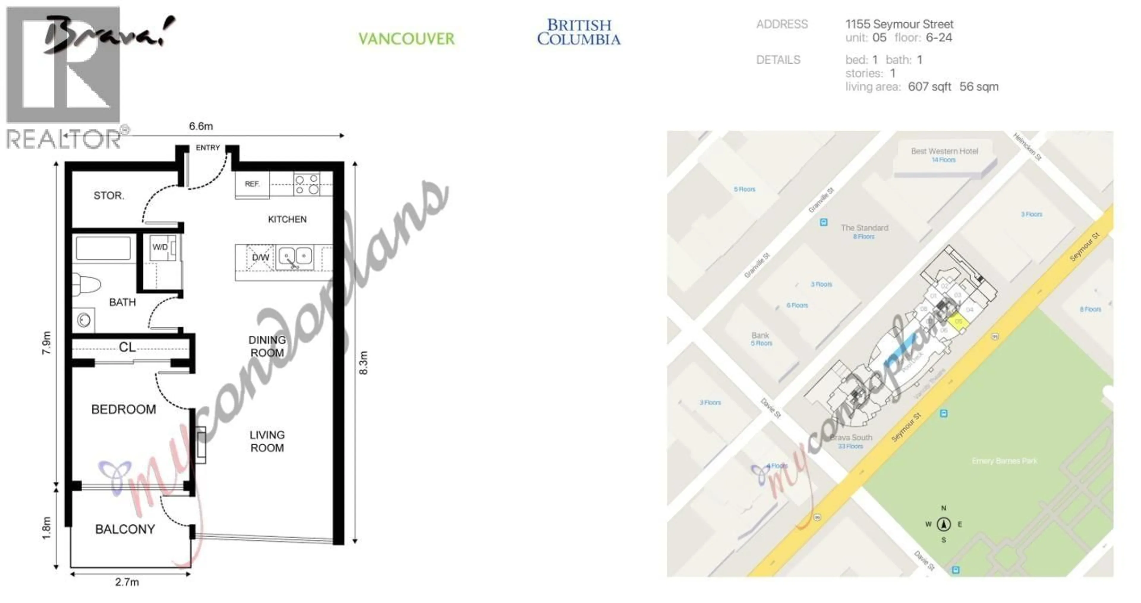 Picture of a map for 1705 - 1155 SEYMOUR STREET, Vancouver British Columbia V6B1K2