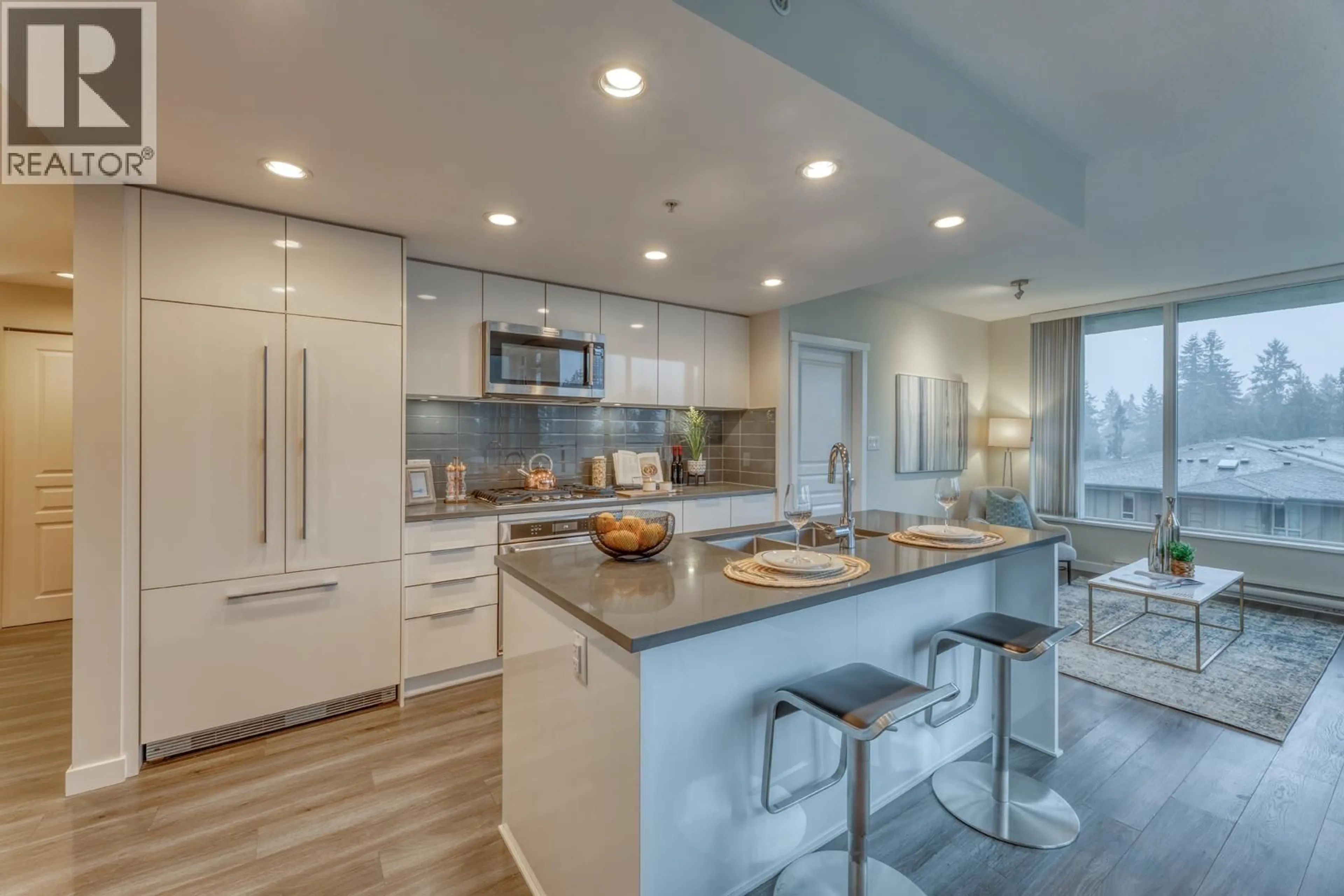 Contemporary kitchen, ceramic/tile floor for 403 - 3100 WINDSOR GATE, Coquitlam British Columbia V3B0P3