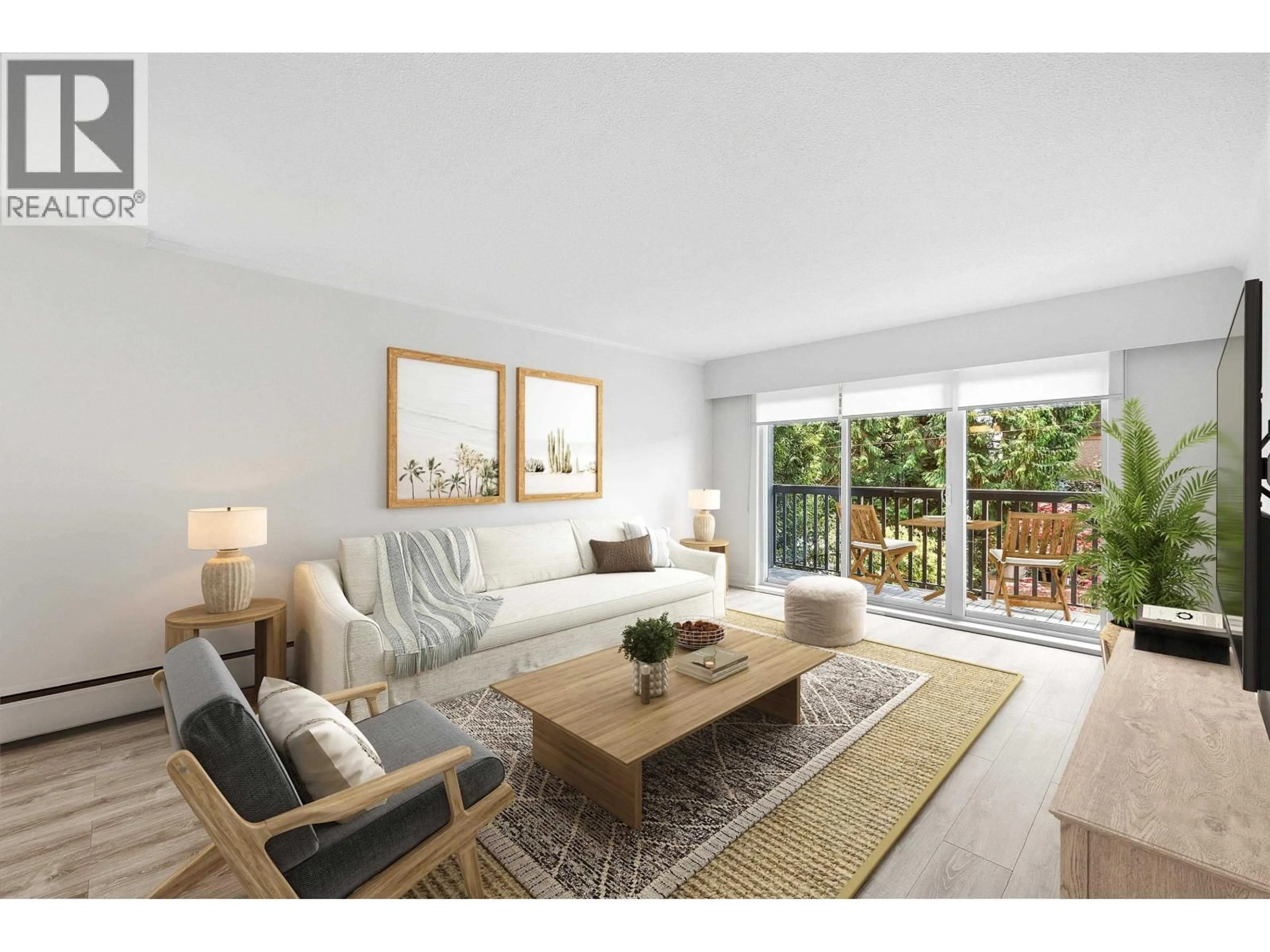Living room with furniture, wood/laminate floor for 112 - 211 3RD STREET, North Vancouver British Columbia V7M1E9