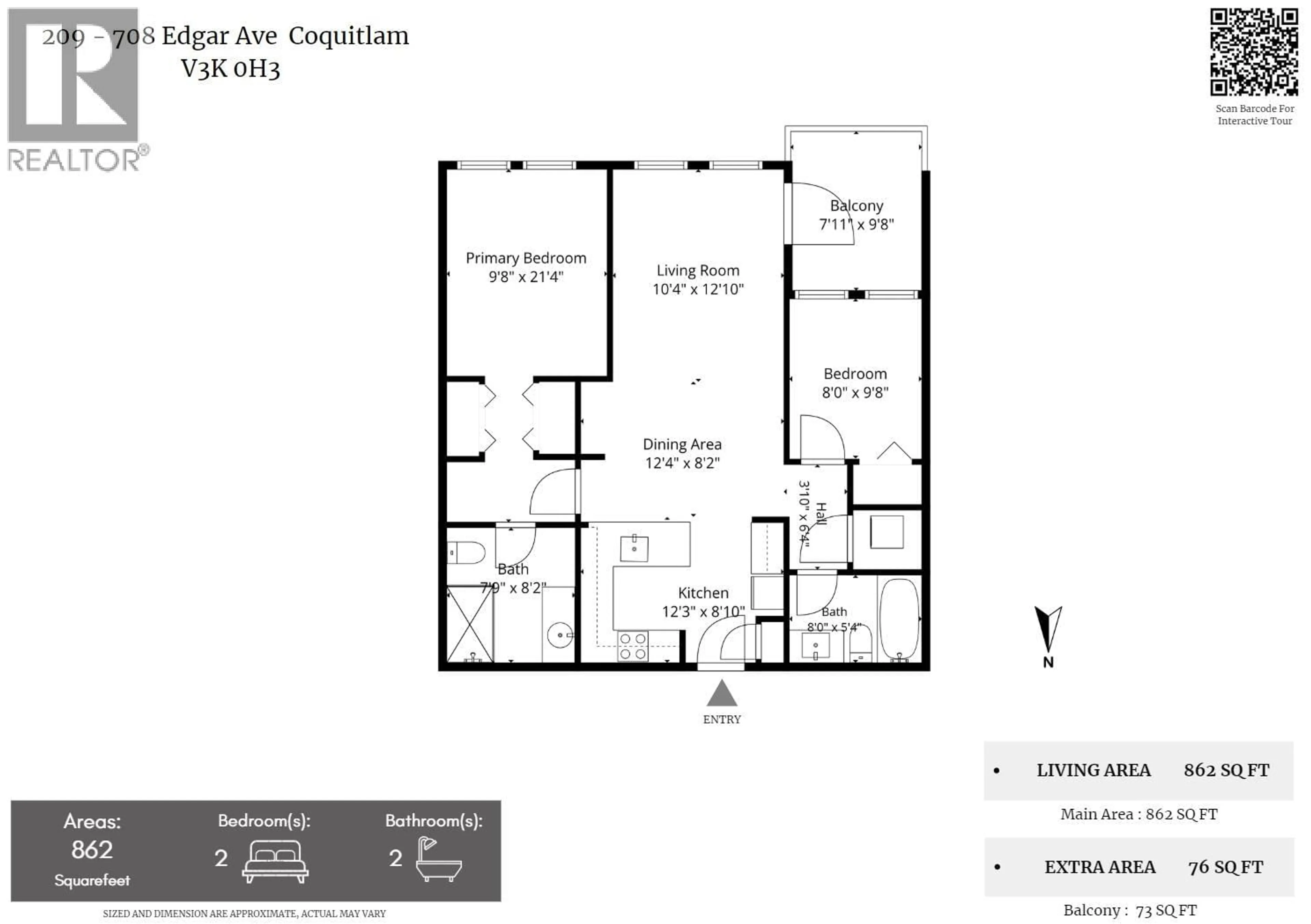 Floor plan for 209 - 708 EDGAR AVENUE, Coquitlam British Columbia V3K0H3