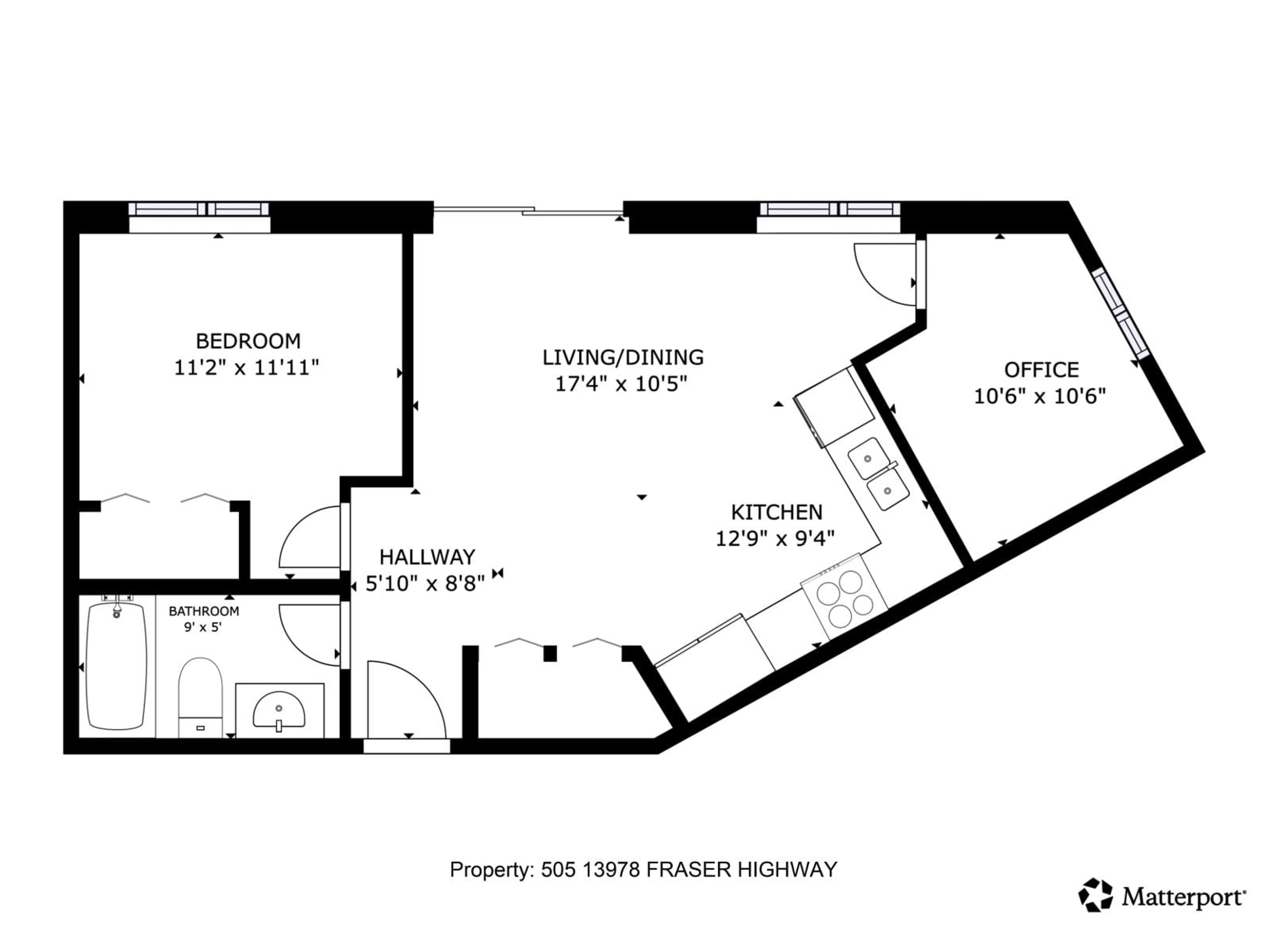Floor plan for 505 - 13978 FRASER HIGHWAY, Surrey British Columbia V3T0P2
