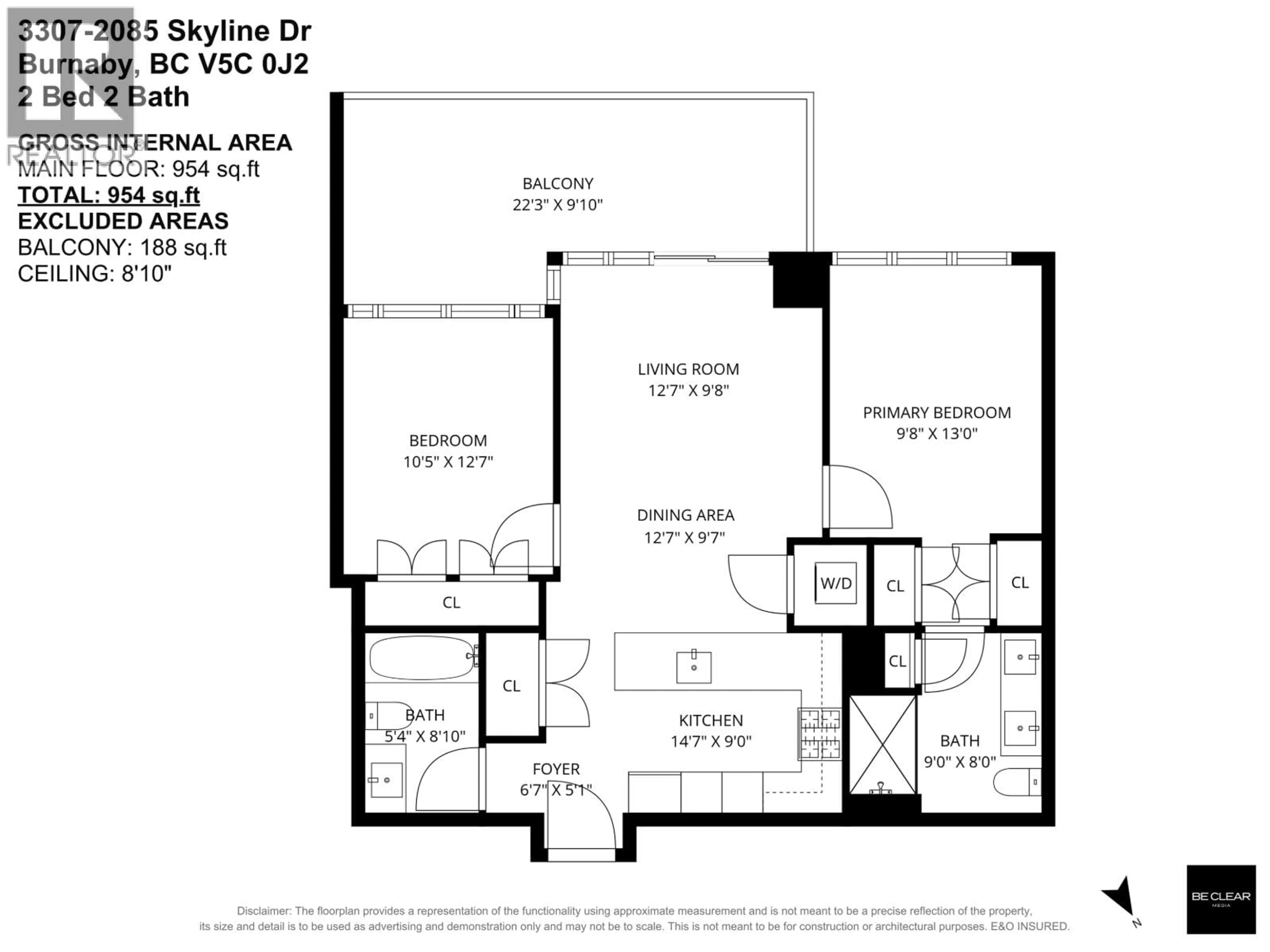 Floor plan for 3307 - 2085 SKYLINE COURT, Burnaby British Columbia V5C0M6