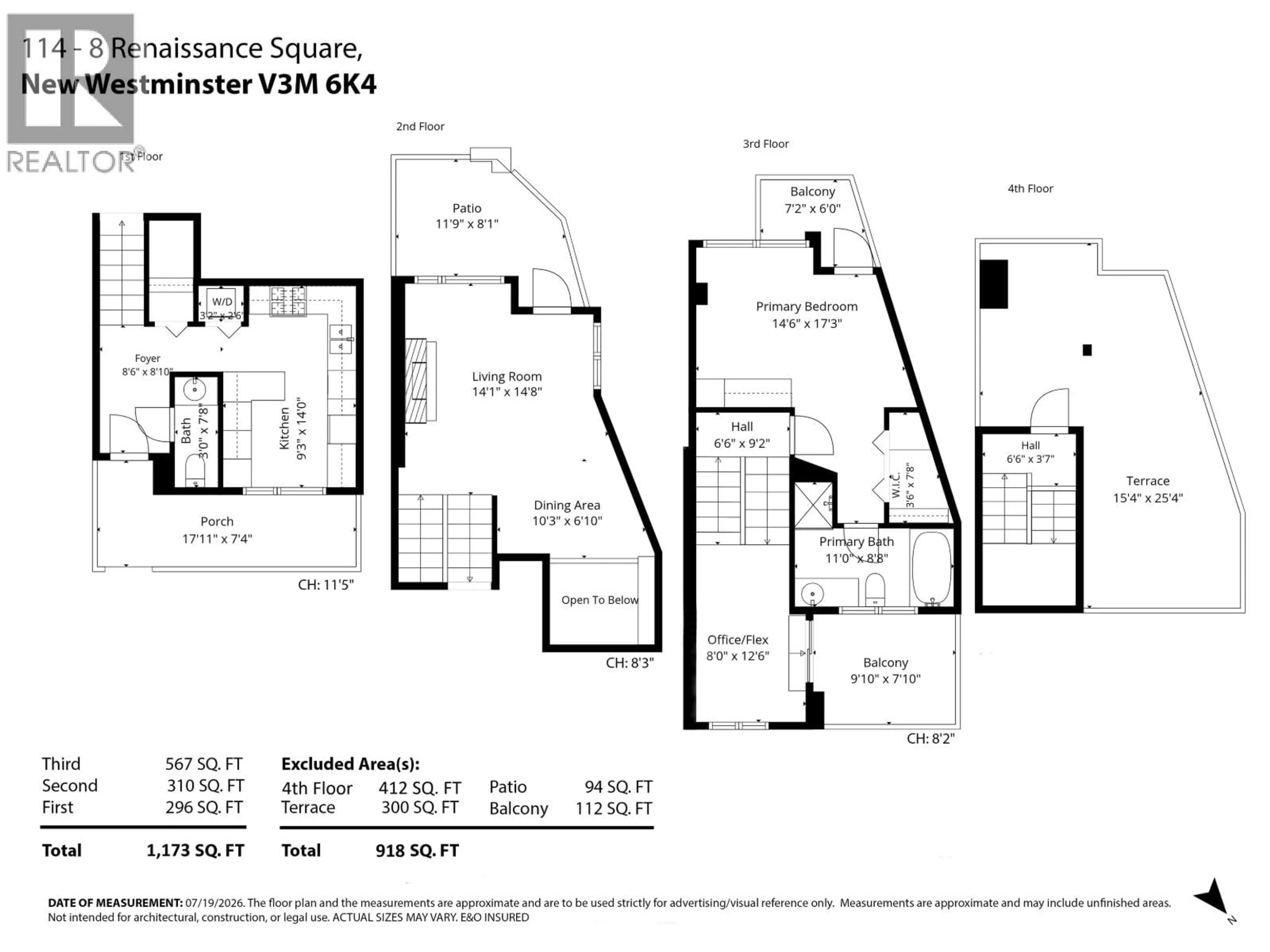 Floor plan for 114 - 8 RENAISSANCE SQUARE, New Westminster British Columbia V3M7A9