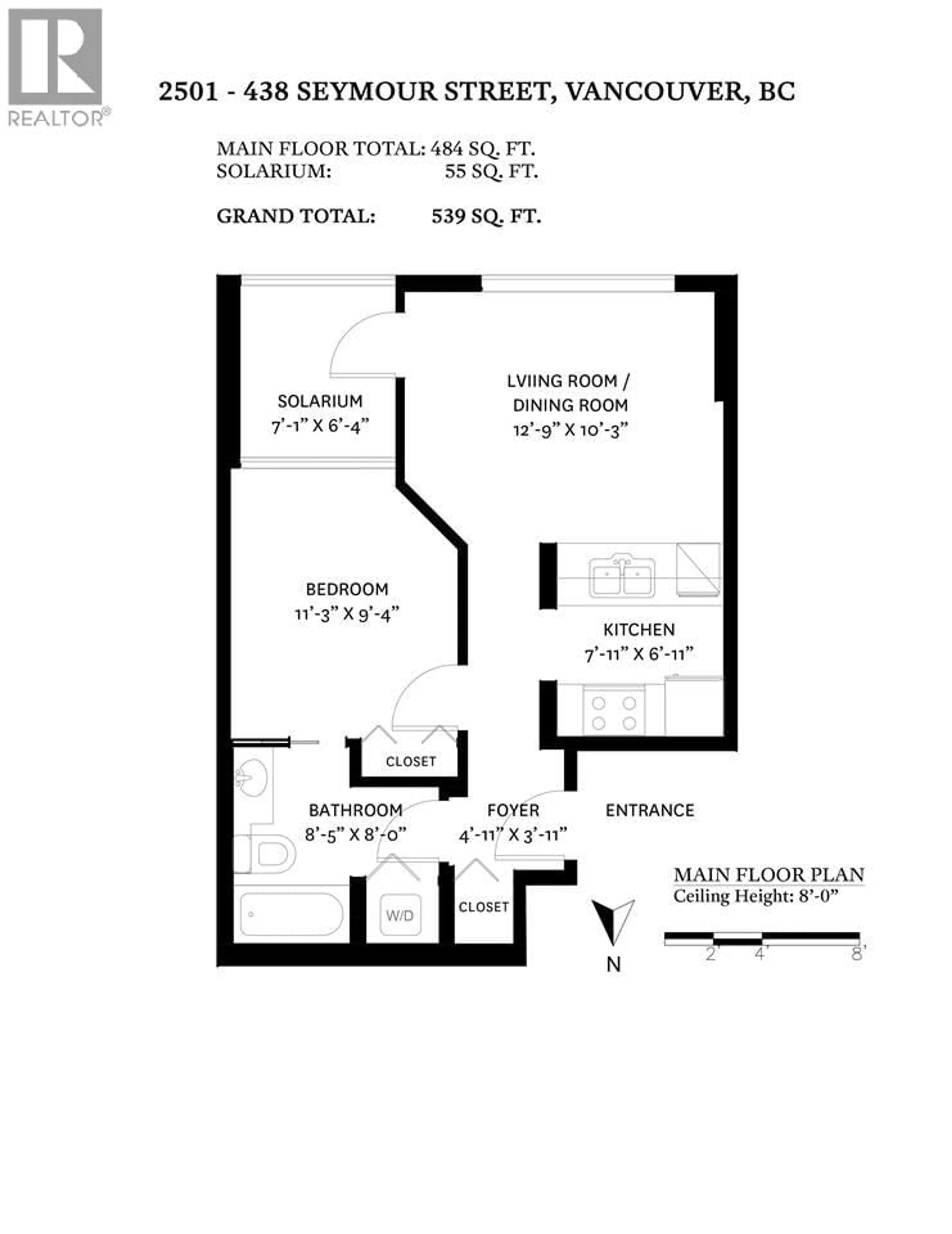 Floor plan for 2501 - 438 SEYMOUR STREET, Vancouver British Columbia V6B6H4