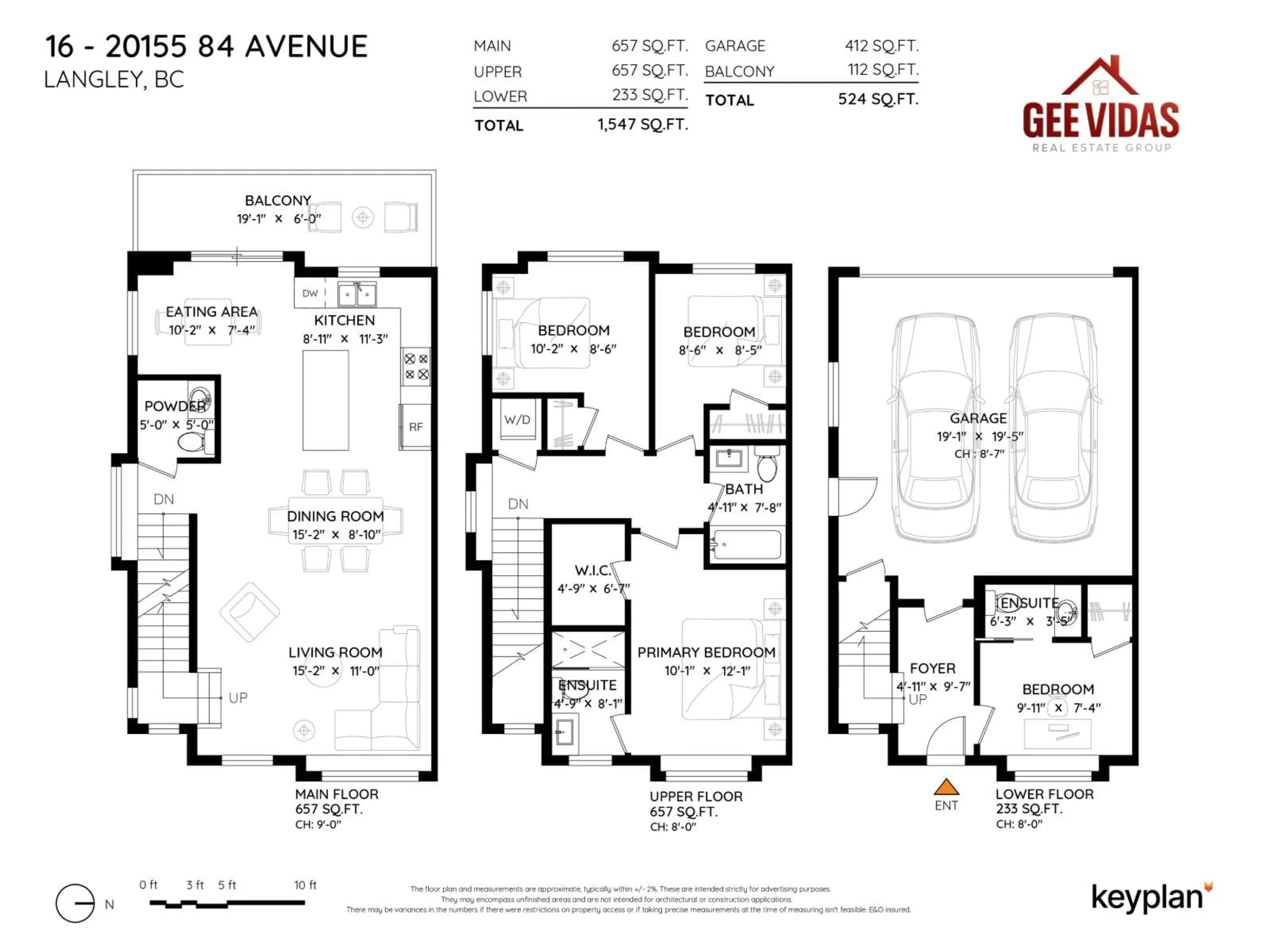 Floor plan for 16 - 20155 84 AVENUE, Langley British Columbia V2Y3R3