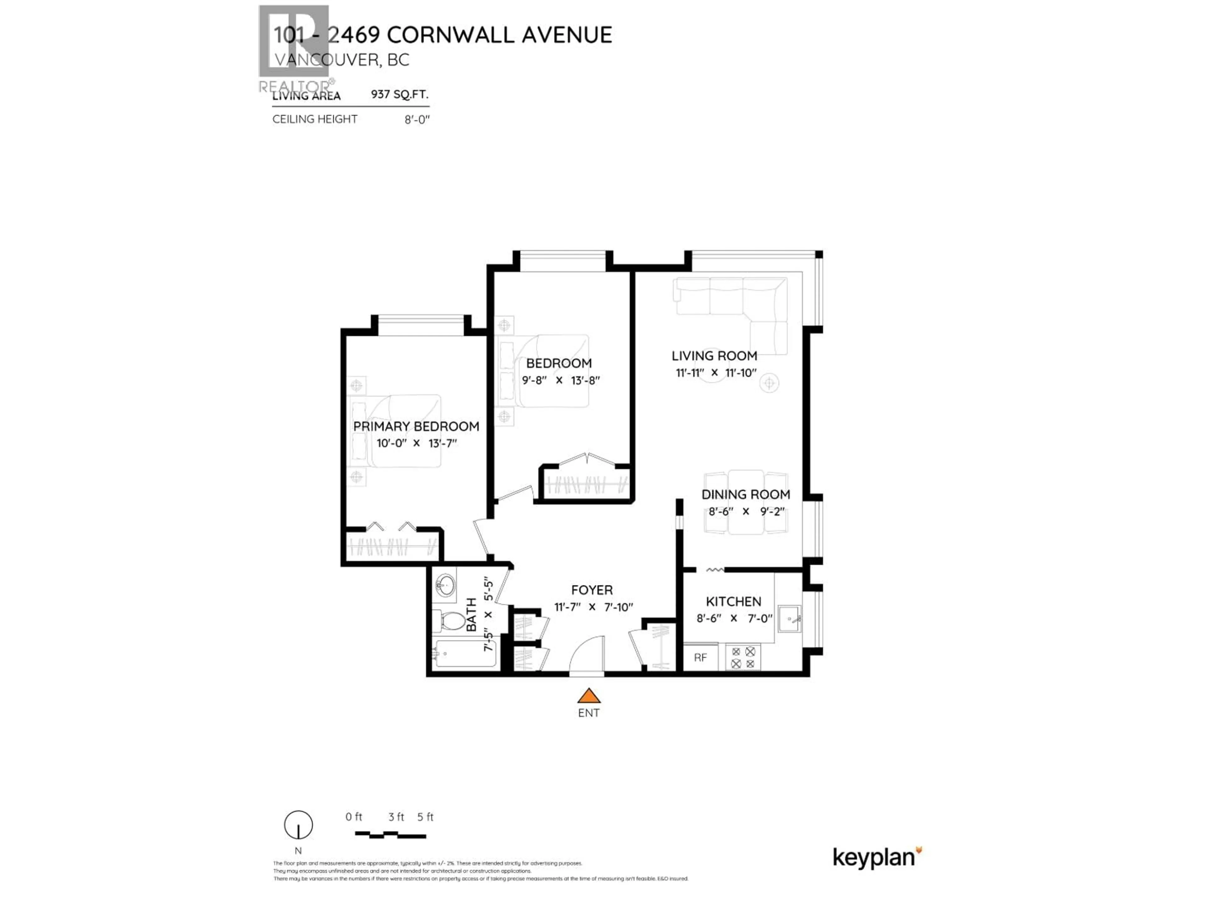 Floor plan for 101 - 2469 CORNWALL AVENUE, Vancouver British Columbia V6K1B9