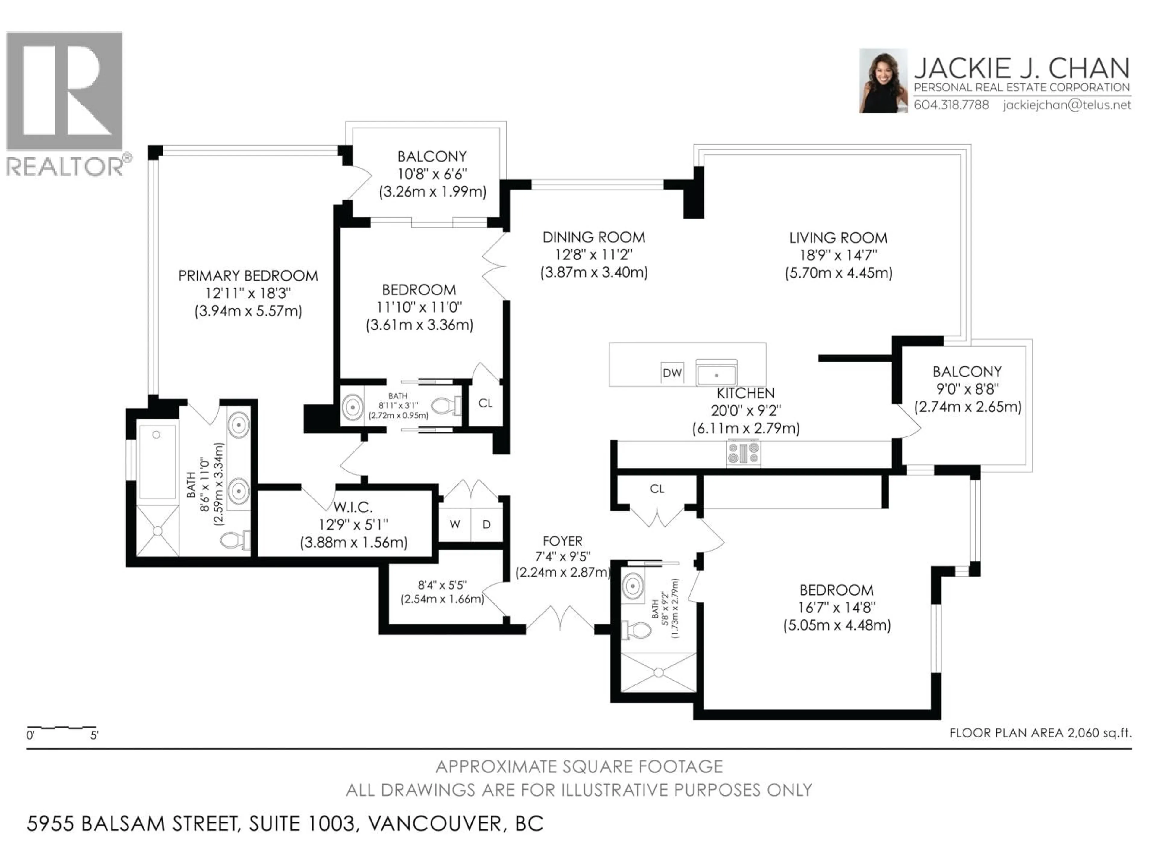 Floor plan for 1003 - 5955 BALSAM STREET, Vancouver British Columbia V6M0A1