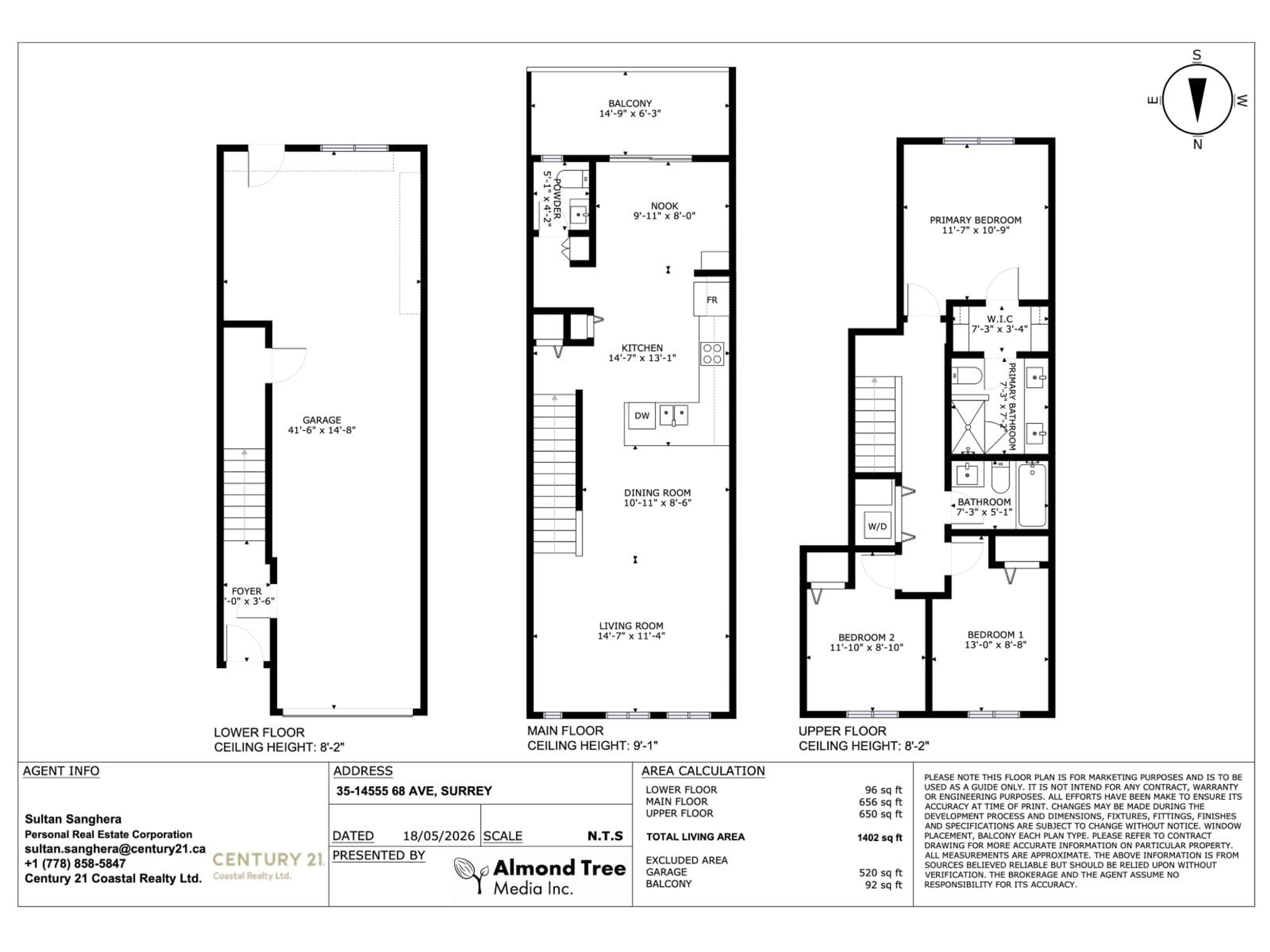 Floor plan for 35 - 14555 68 AVENUE, Surrey British Columbia V3S2A8