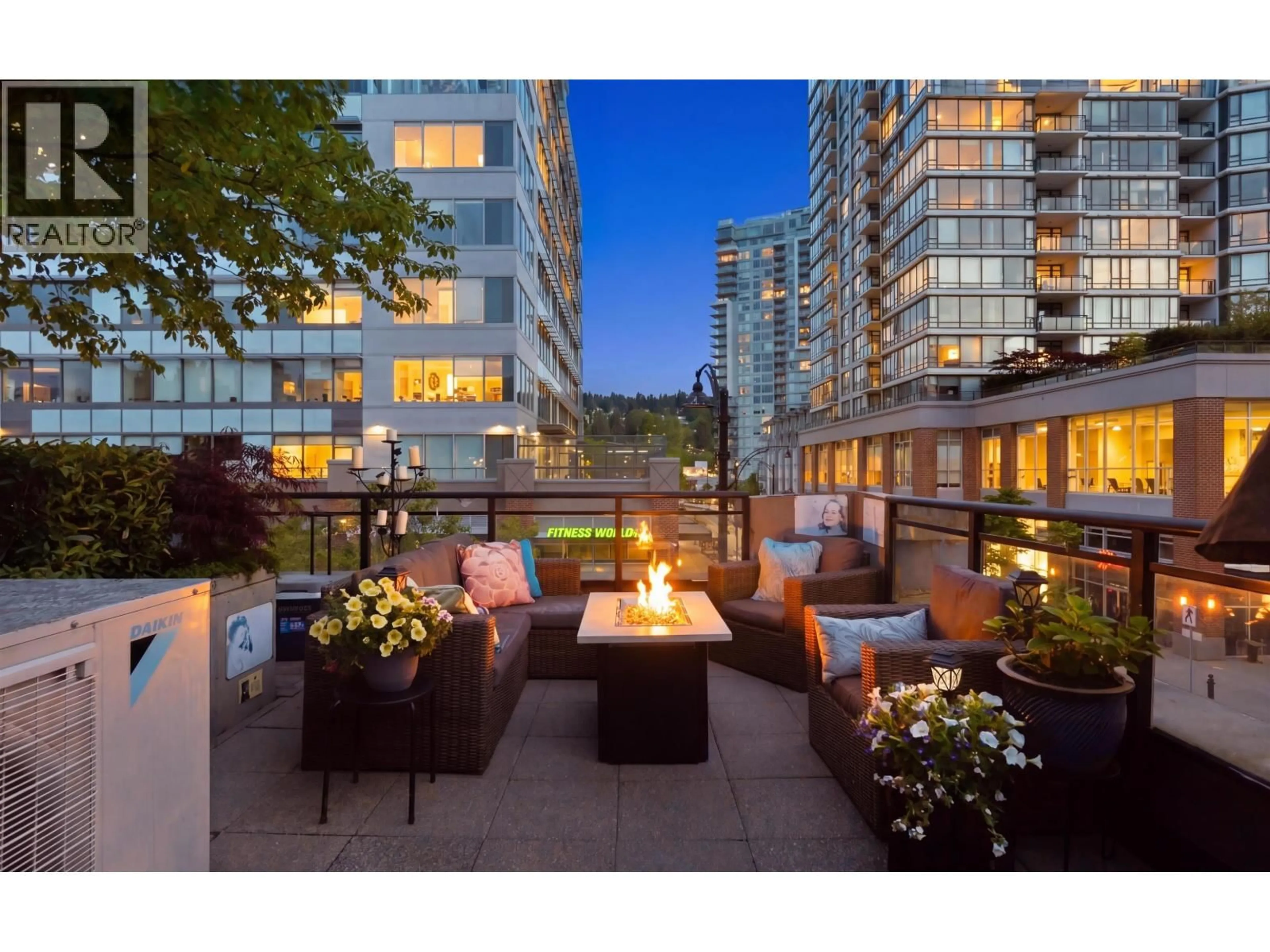 Patio, city buildings view from balcony for 13 - 130 BREW STREET, Port Moody British Columbia V3H0E3