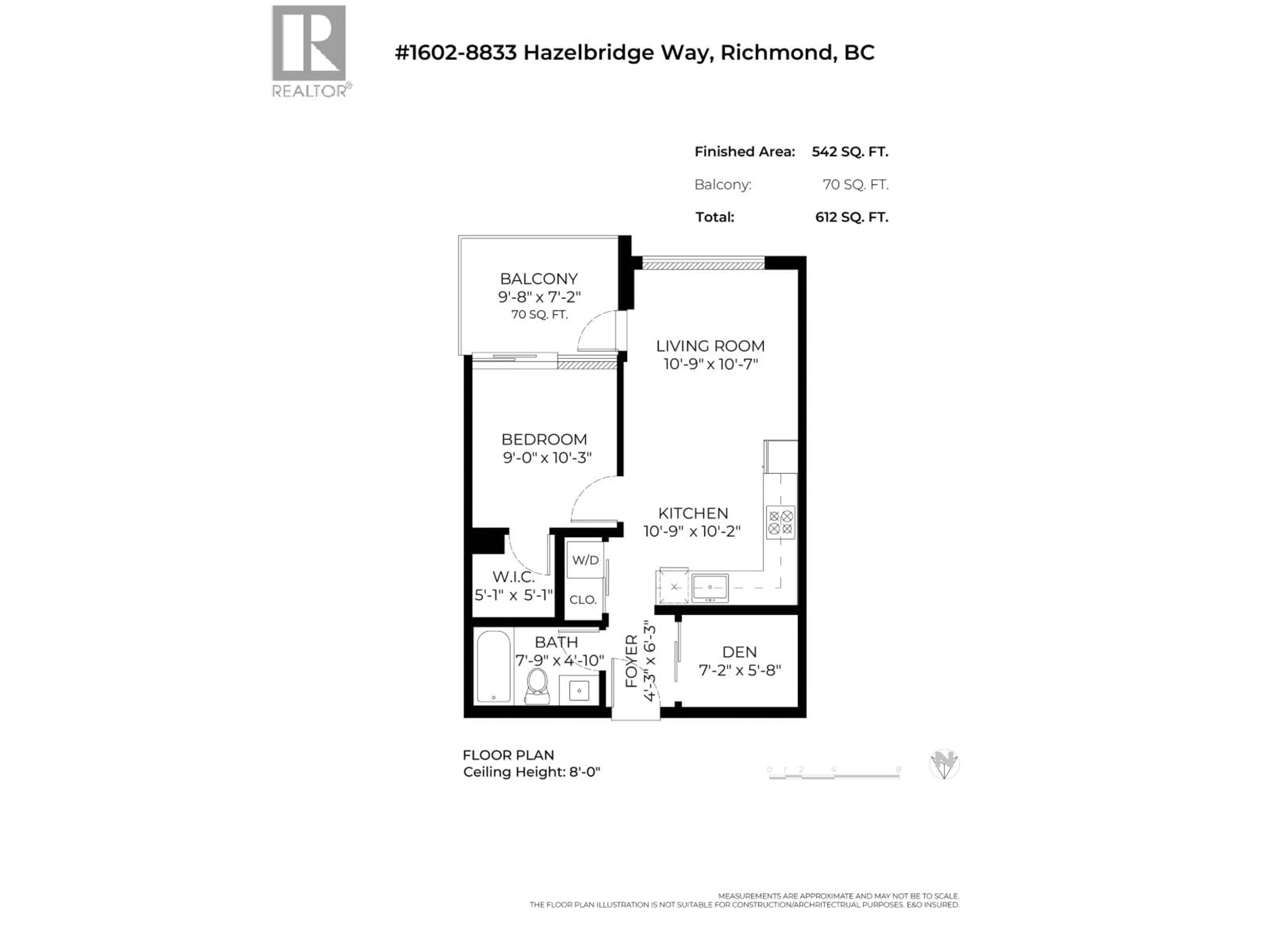Floor plan for 1602 - 8833 HAZELBRIDGE WAY, Richmond British Columbia V6X0N3