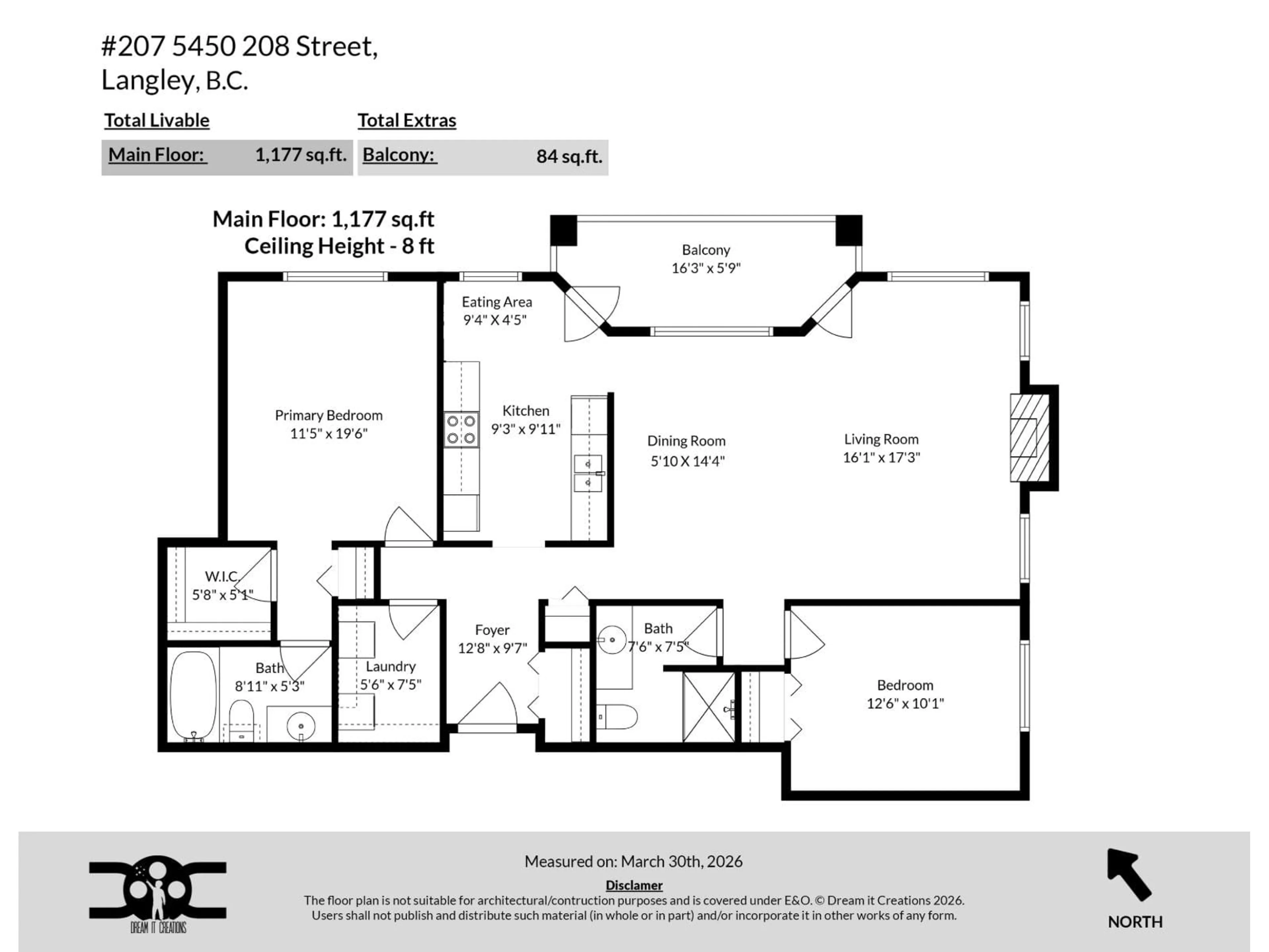 Floor plan for 207 - 5450 208 STREET, Langley British Columbia V3A2J9