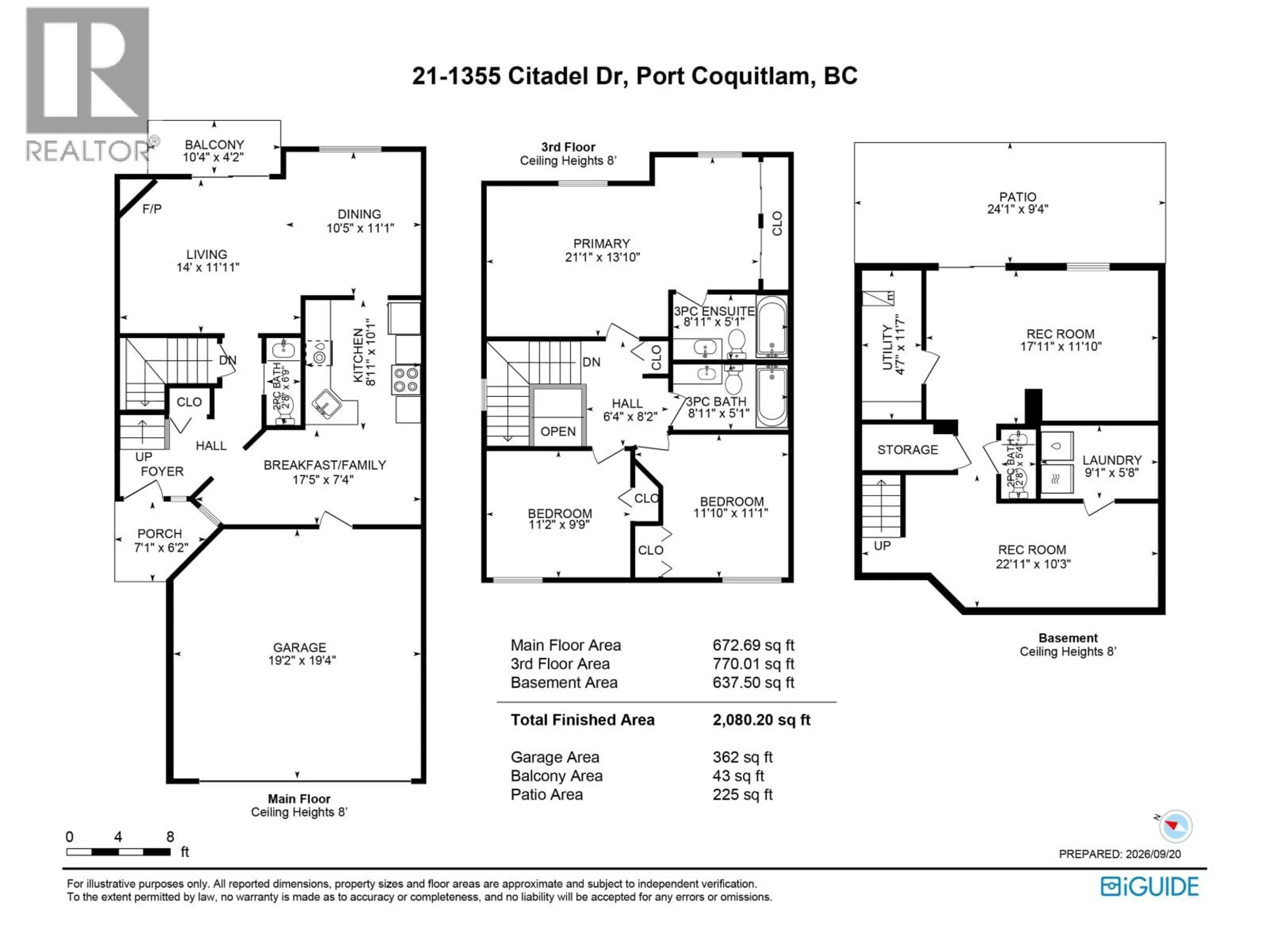 Floor plan for 21 - 1355 CITADEL DRIVE, Port Coquitlam British Columbia V3C5X6