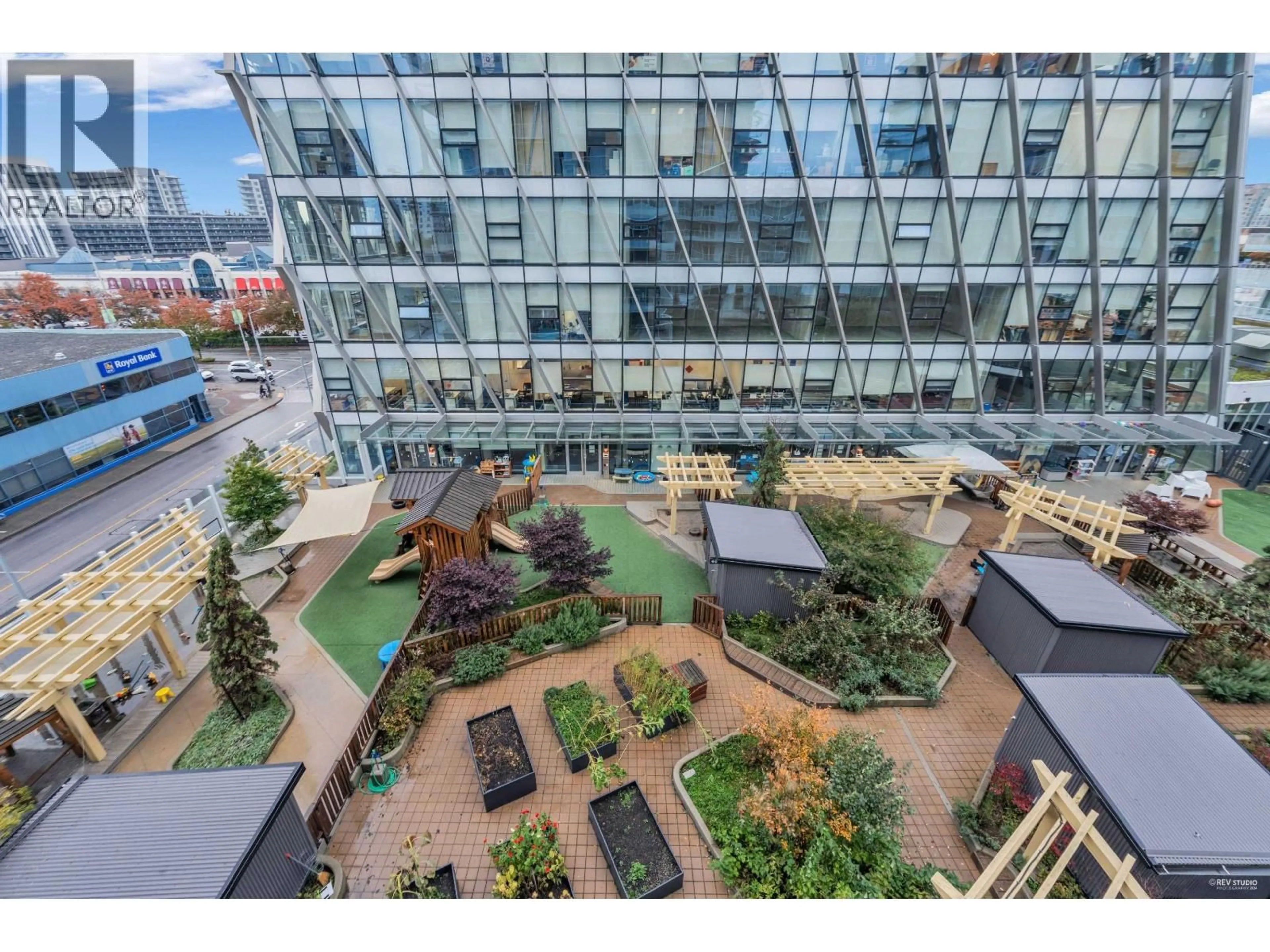A pic from outside/outdoor area/front of a property/back of a property/a pic from drone, city buildings view from balcony for 740 - 8133 COOK ROAD, Richmond British Columbia V6Y0L7