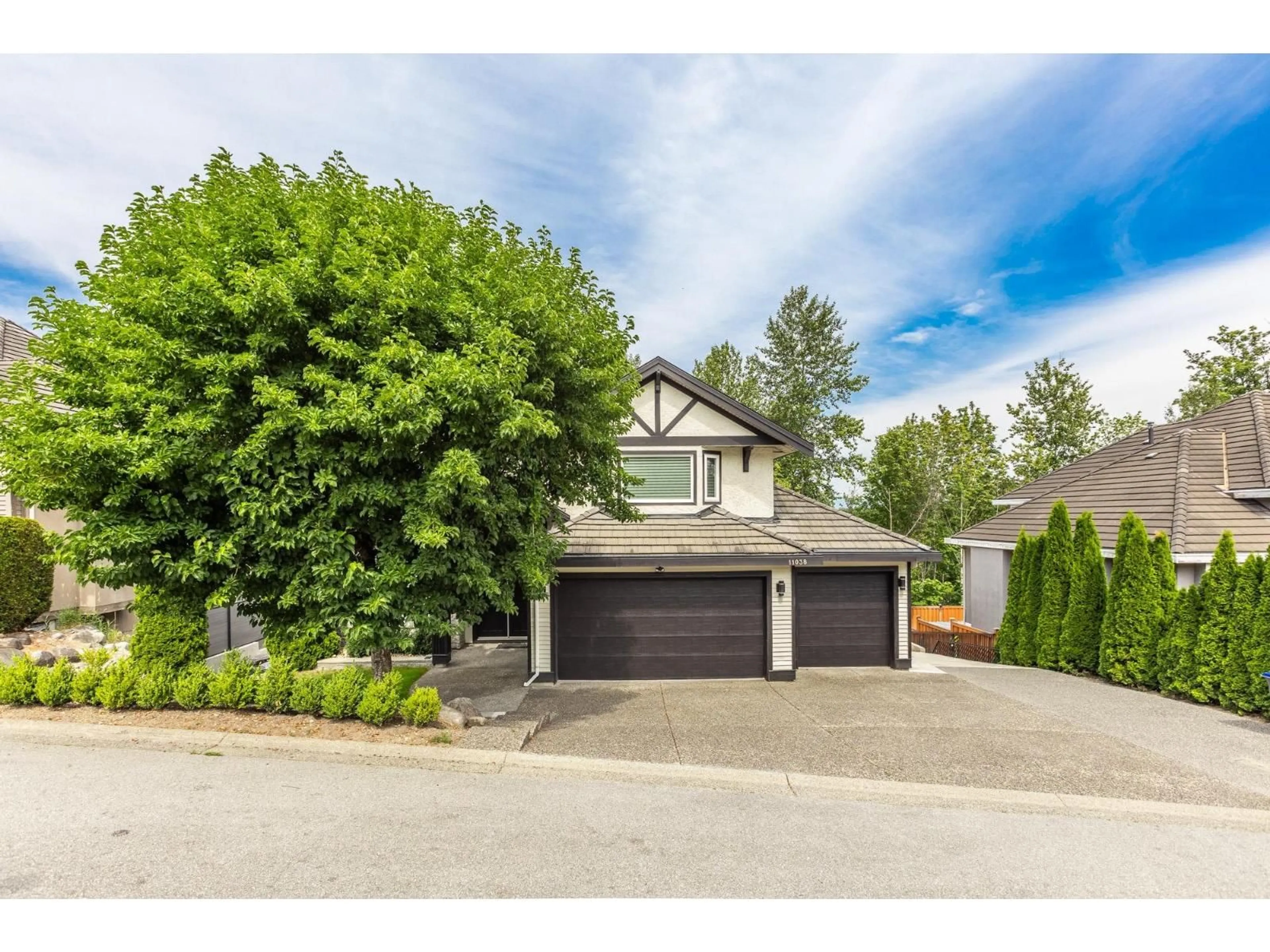 A pic from outside/outdoor area/front of a property/back of a property/a pic from drone, street for 11038 168 STREET, Surrey British Columbia V4N5G5