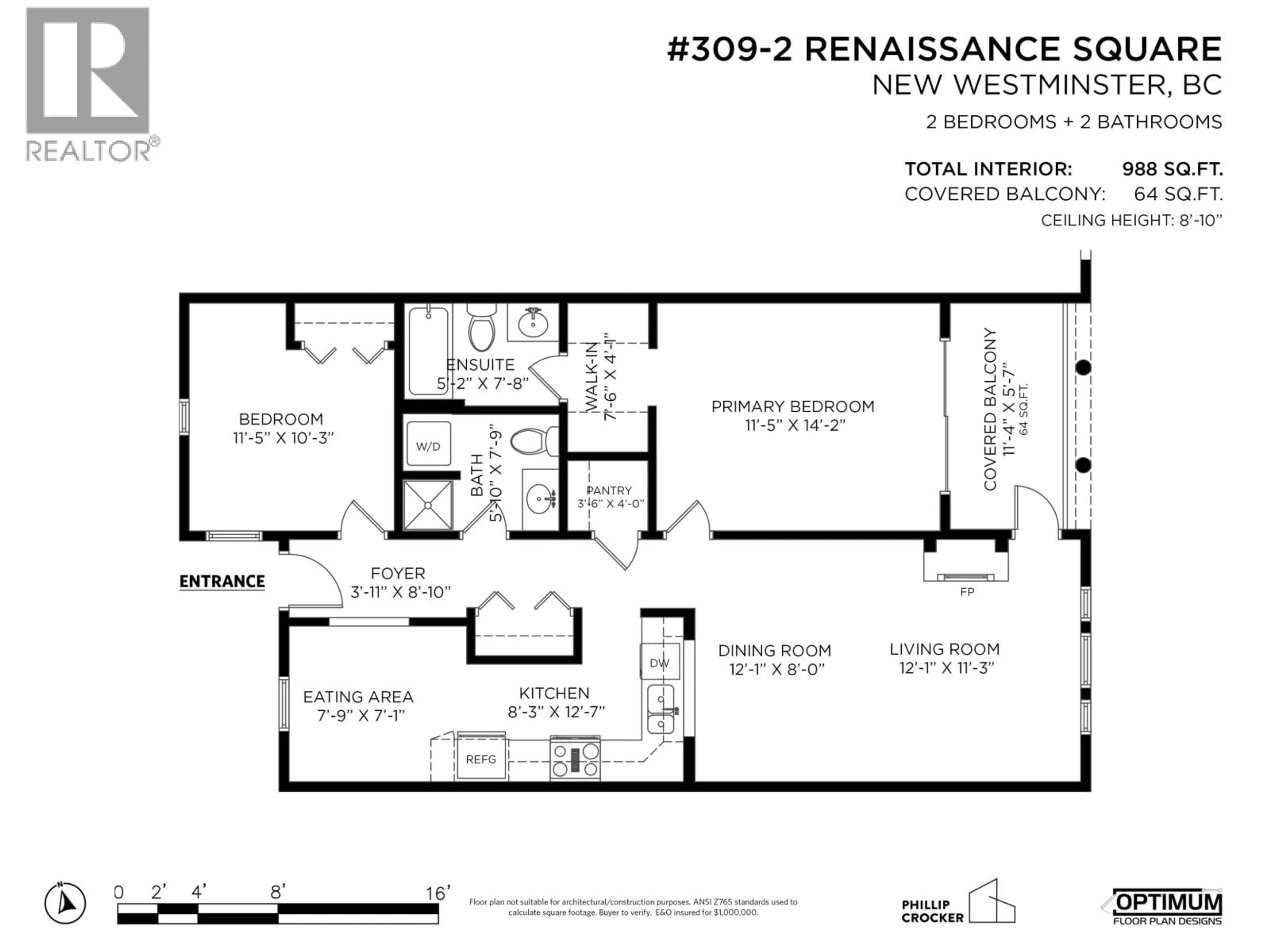 Floor plan for 309 - 2 RENAISSANCE SQUARE, New Westminster British Columbia V3M6K3