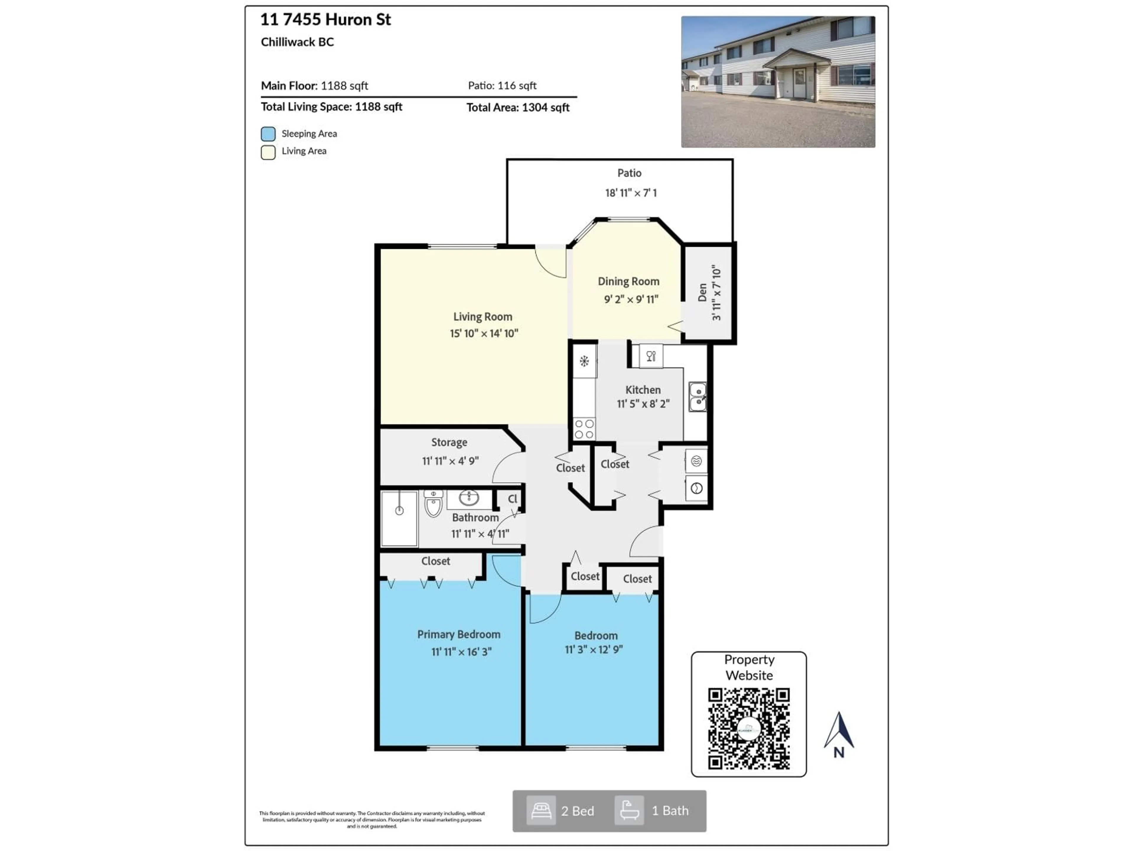 Floor plan for 11 - 7455 HURON STREET, Chilliwack British Columbia V2R2R9