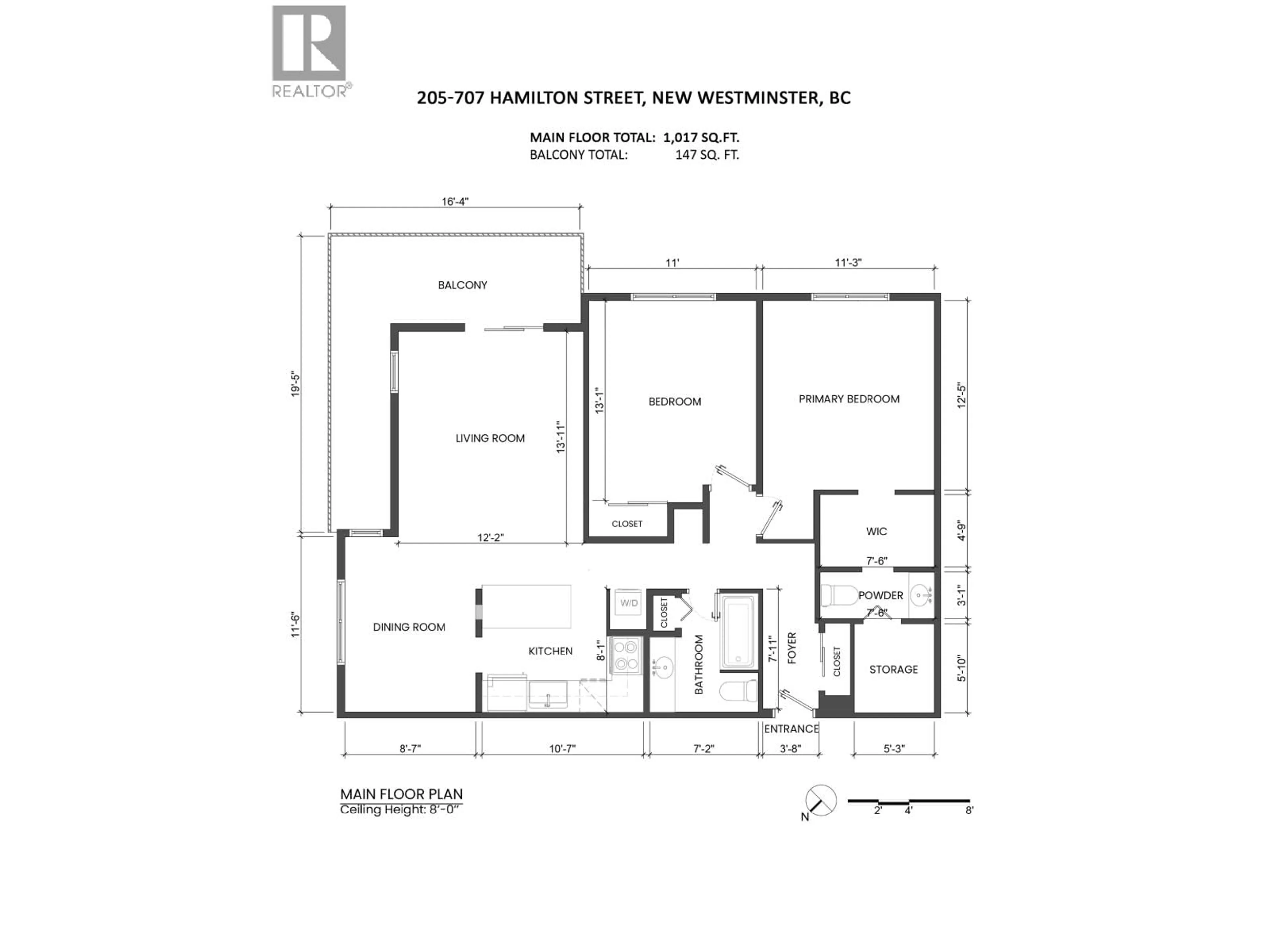 Floor plan for 205 - 707 HAMILTON STREET, New Westminster British Columbia V3M2M7