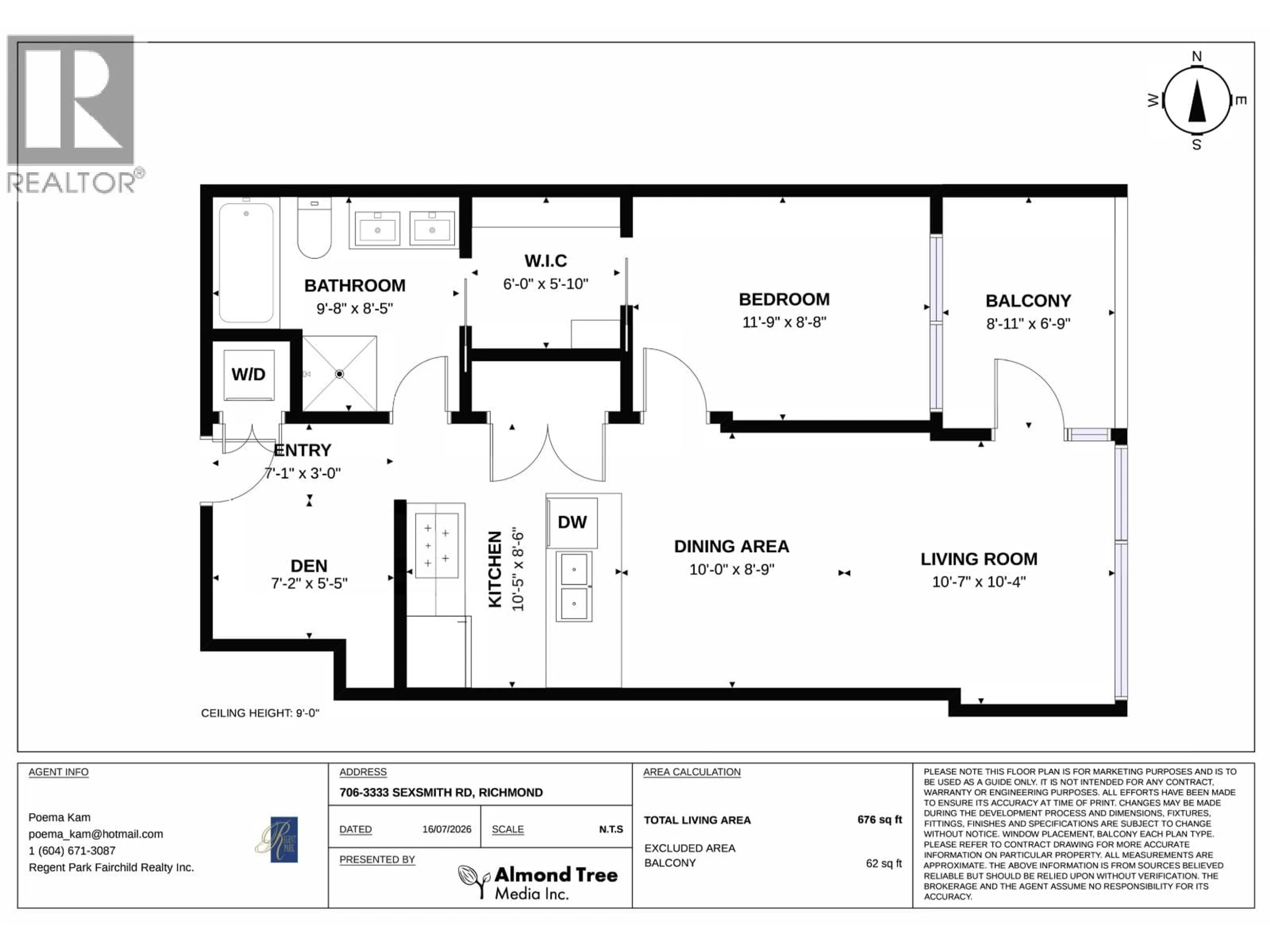 Floor plan for 706 - 3333 SEXSMITH ROAD, Richmond British Columbia V6X0R7