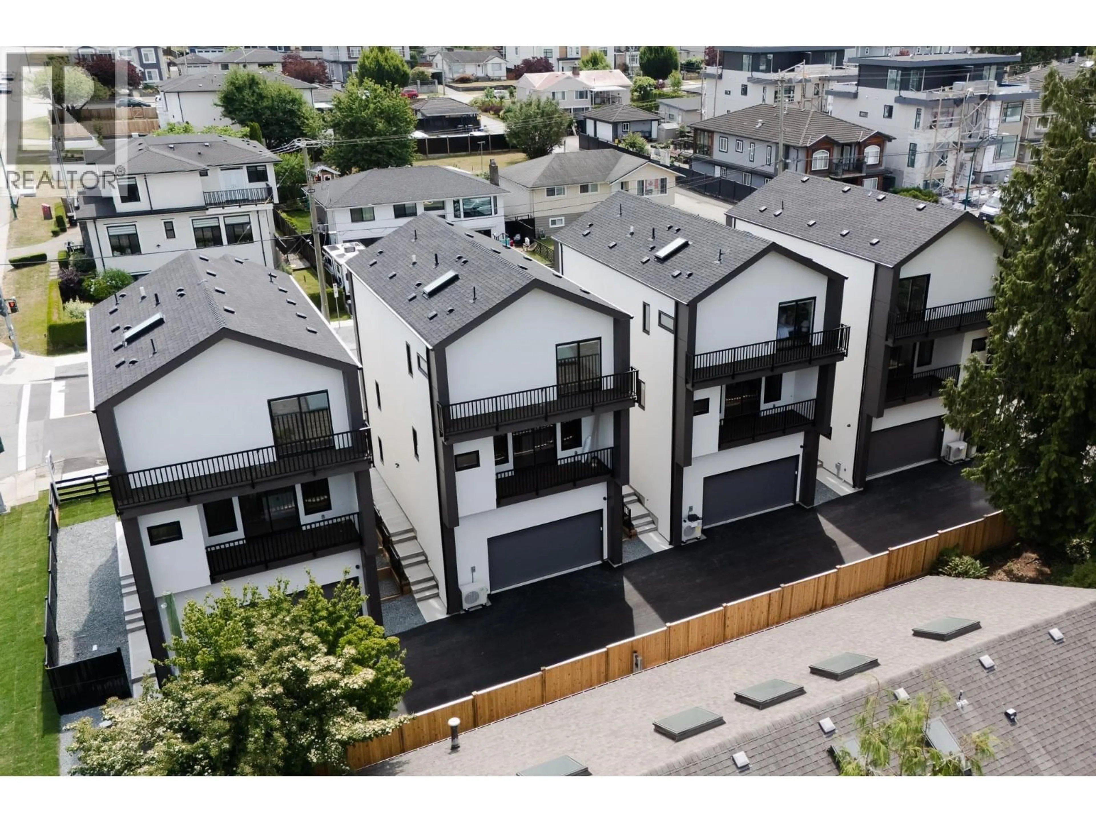 A pic from outside/outdoor area/front of a property/back of a property/a pic from drone, street for 1 - 8483 16 AVENUE, Burnaby British Columbia V3N1S4