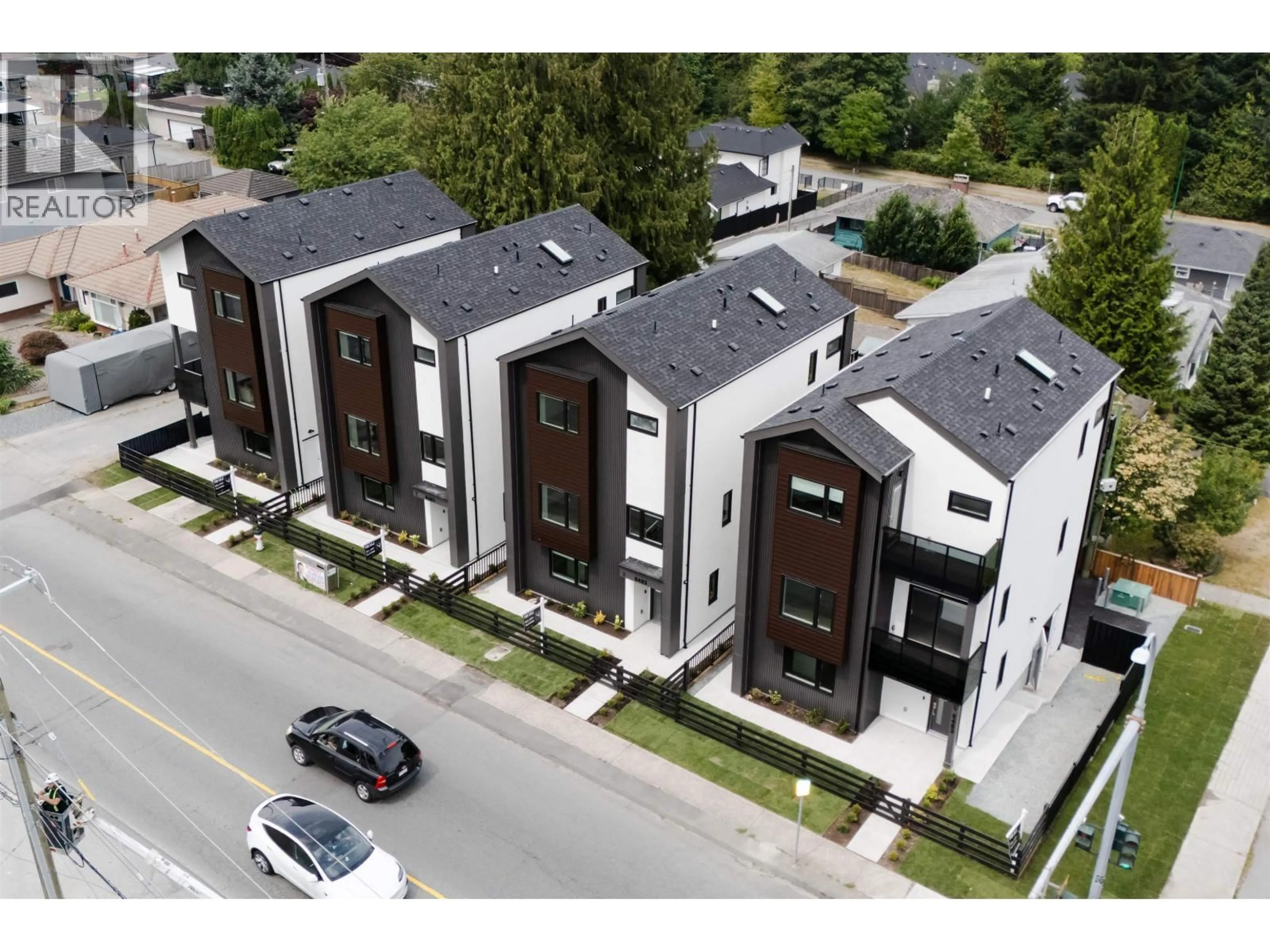 A pic from outside/outdoor area/front of a property/back of a property/a pic from drone, street for 4 - 8483 16 AVENUE, Burnaby British Columbia V3N1S4