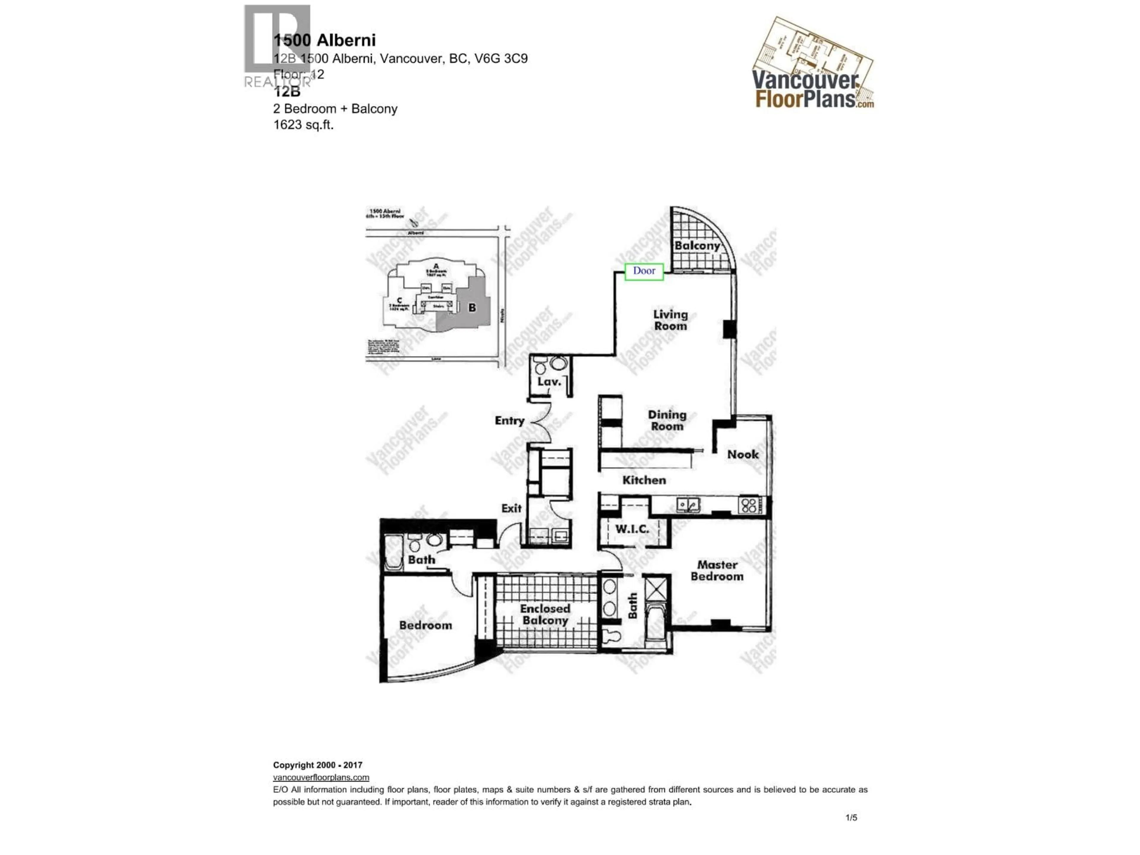 Floor plan for 12B - 1500 ALBERNI STREET, Vancouver British Columbia V6G3C9
