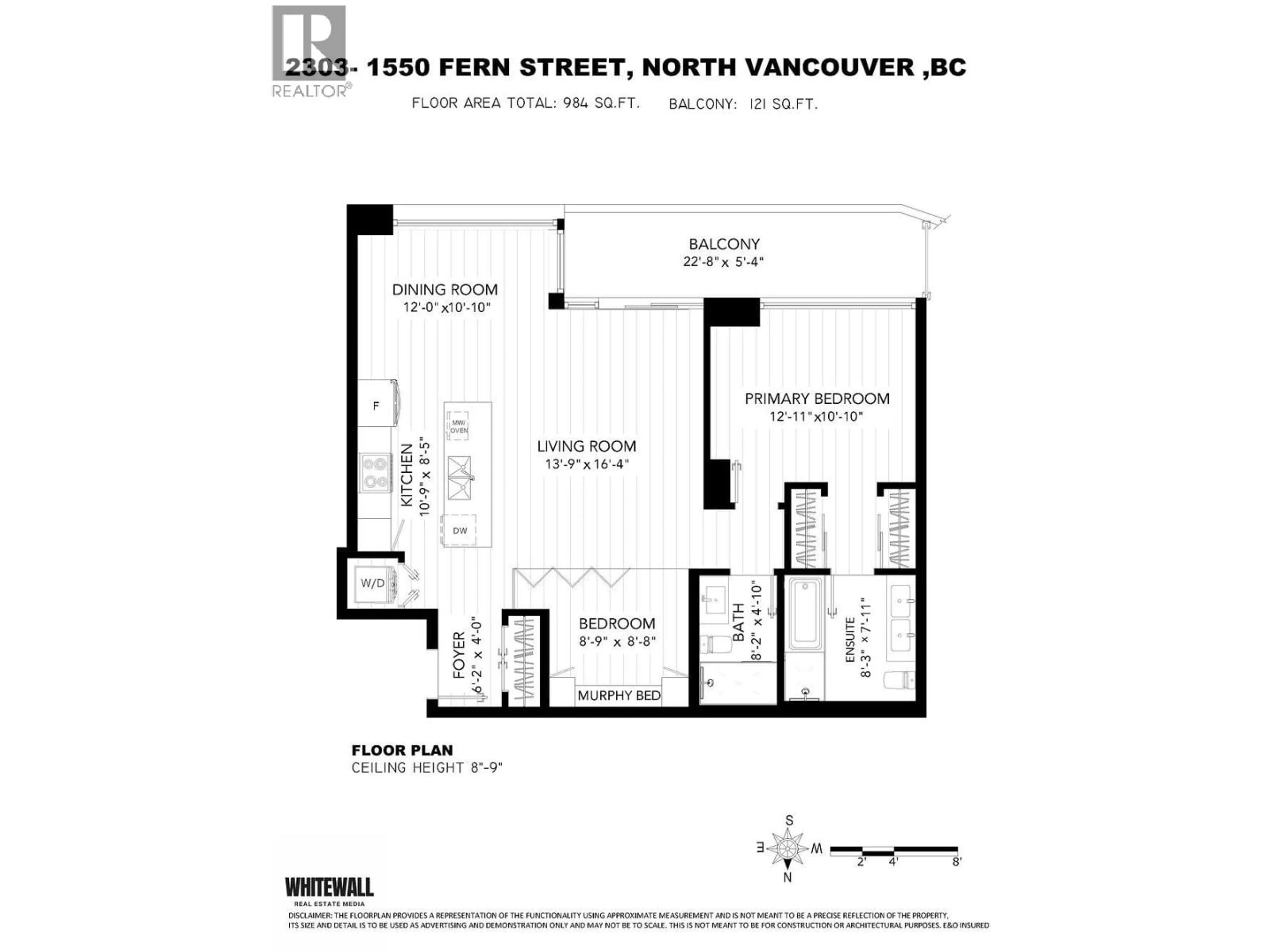 Floor plan for 2303 - 1550 FERN STREET, North Vancouver British Columbia V7J0A9