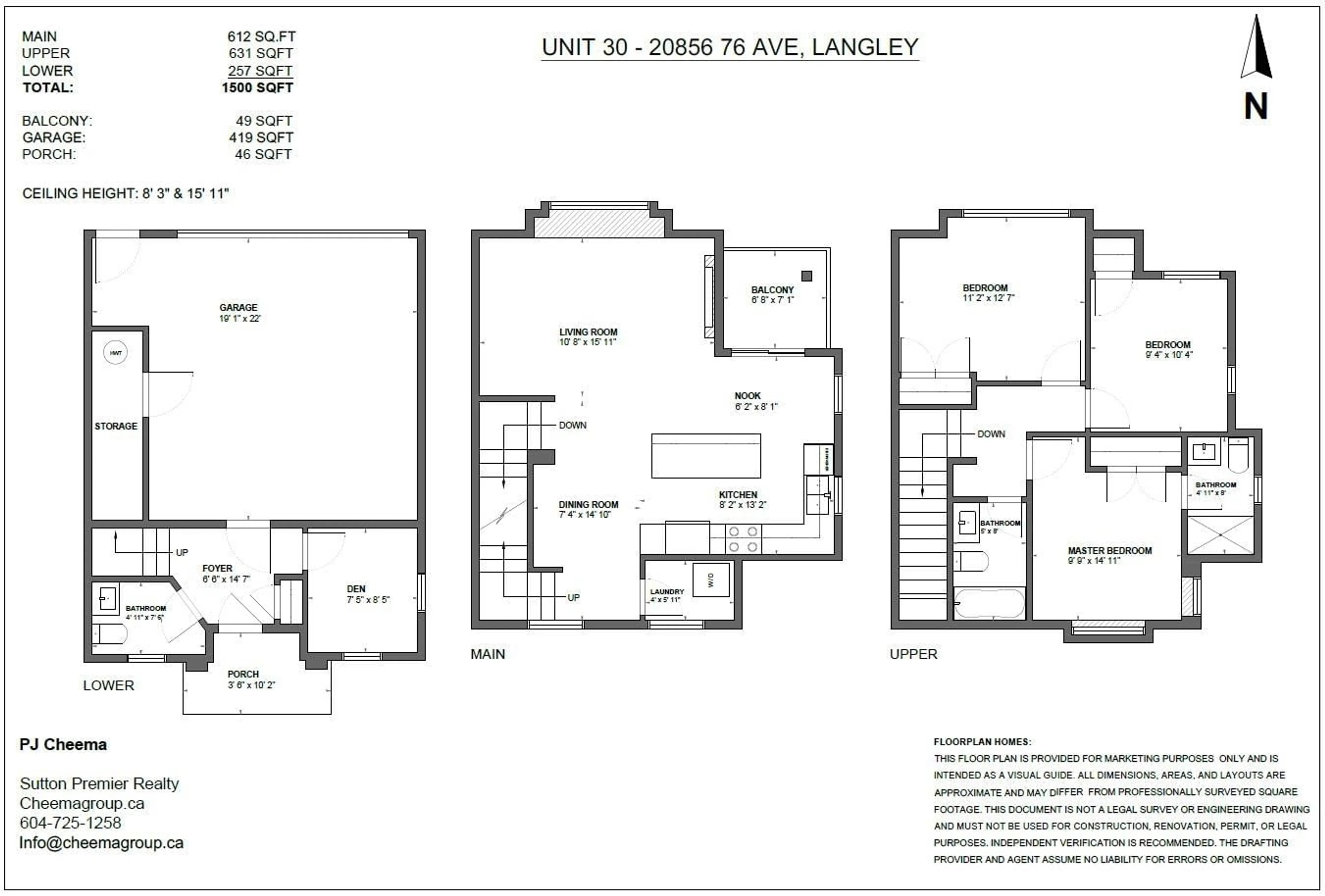 Floor plan for 30 - 20856 76 AVENUE, Langley British Columbia V2Y0S7