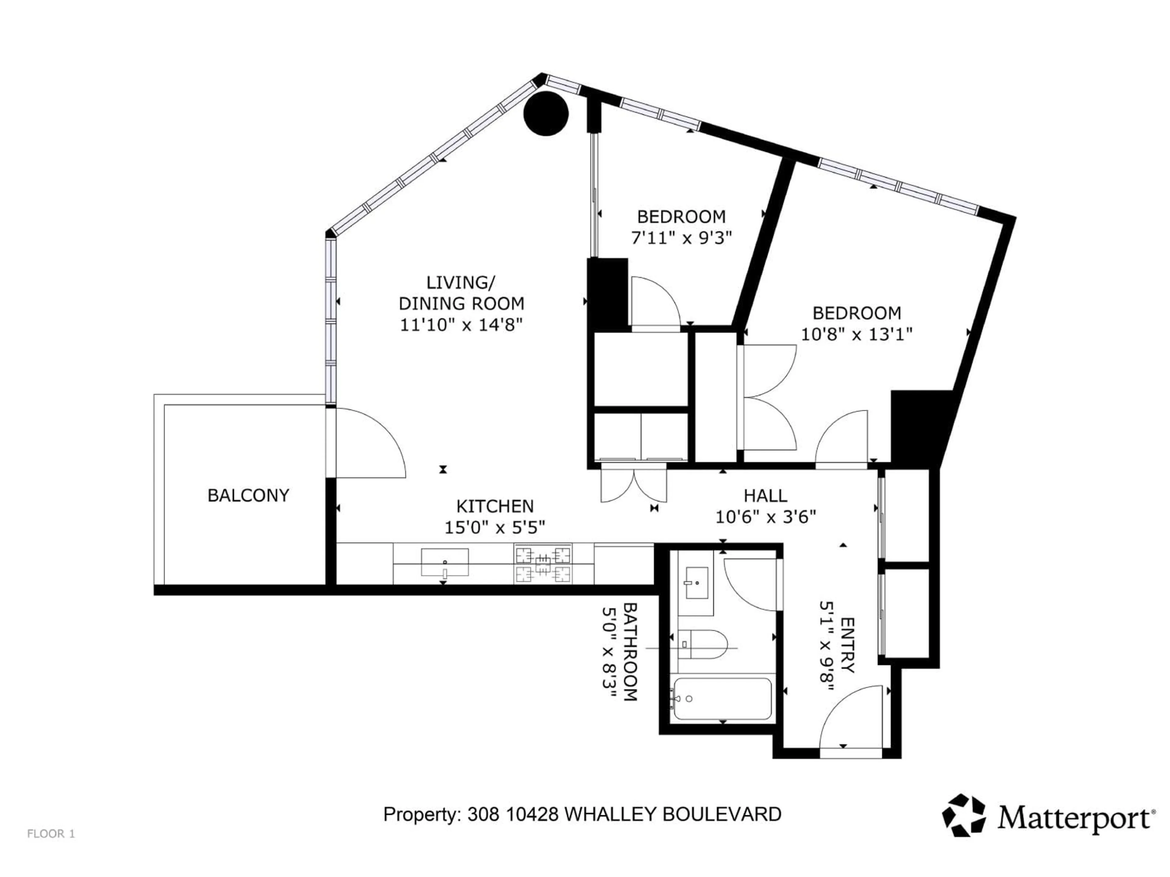 Floor plan for 308 - 10428 WHALLEY BOULEVARD, Surrey British Columbia V3T0W2