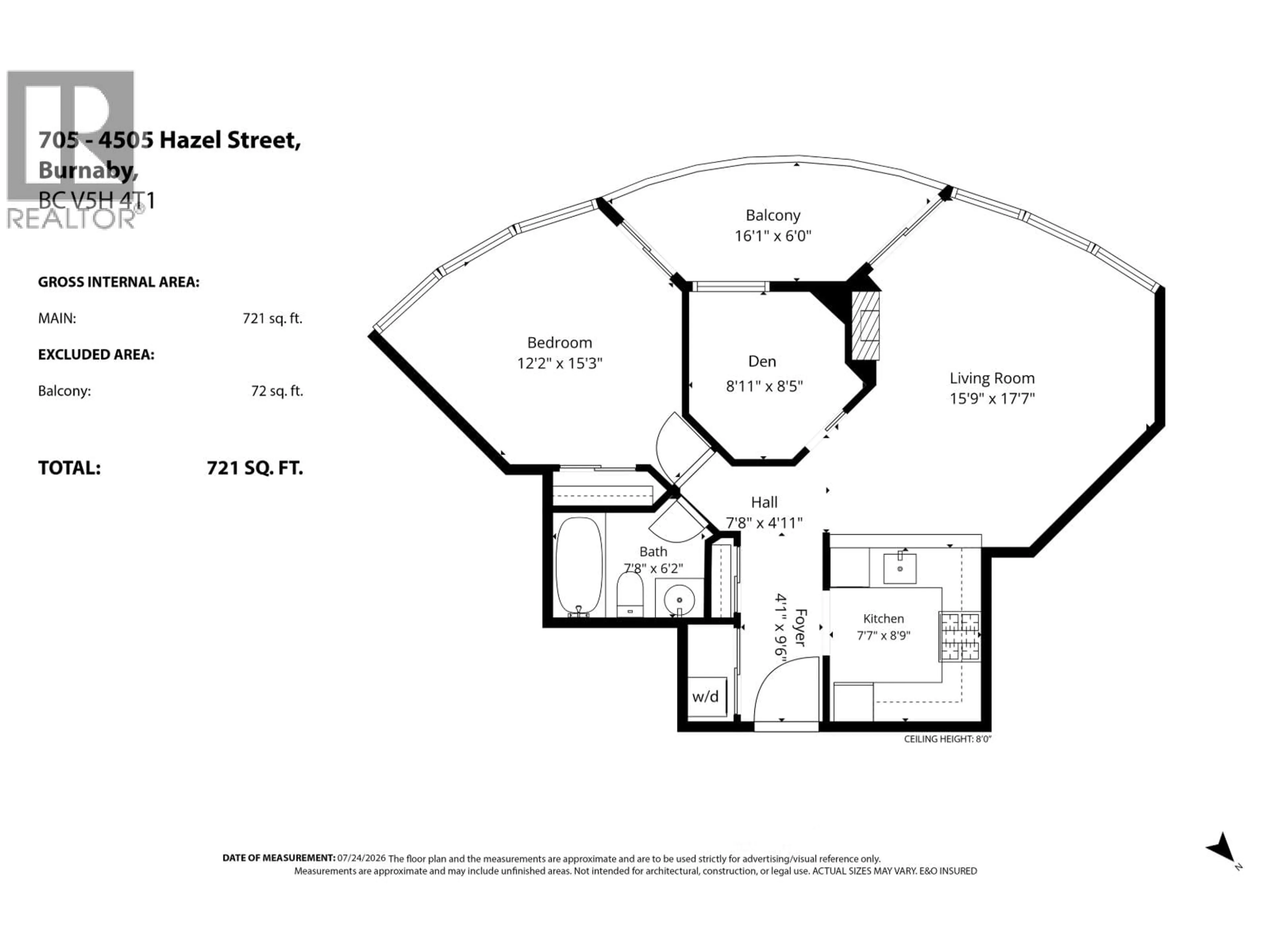 Floor plan for 705 - 4505 HAZEL STREET STREET, Burnaby British Columbia V5H4T1