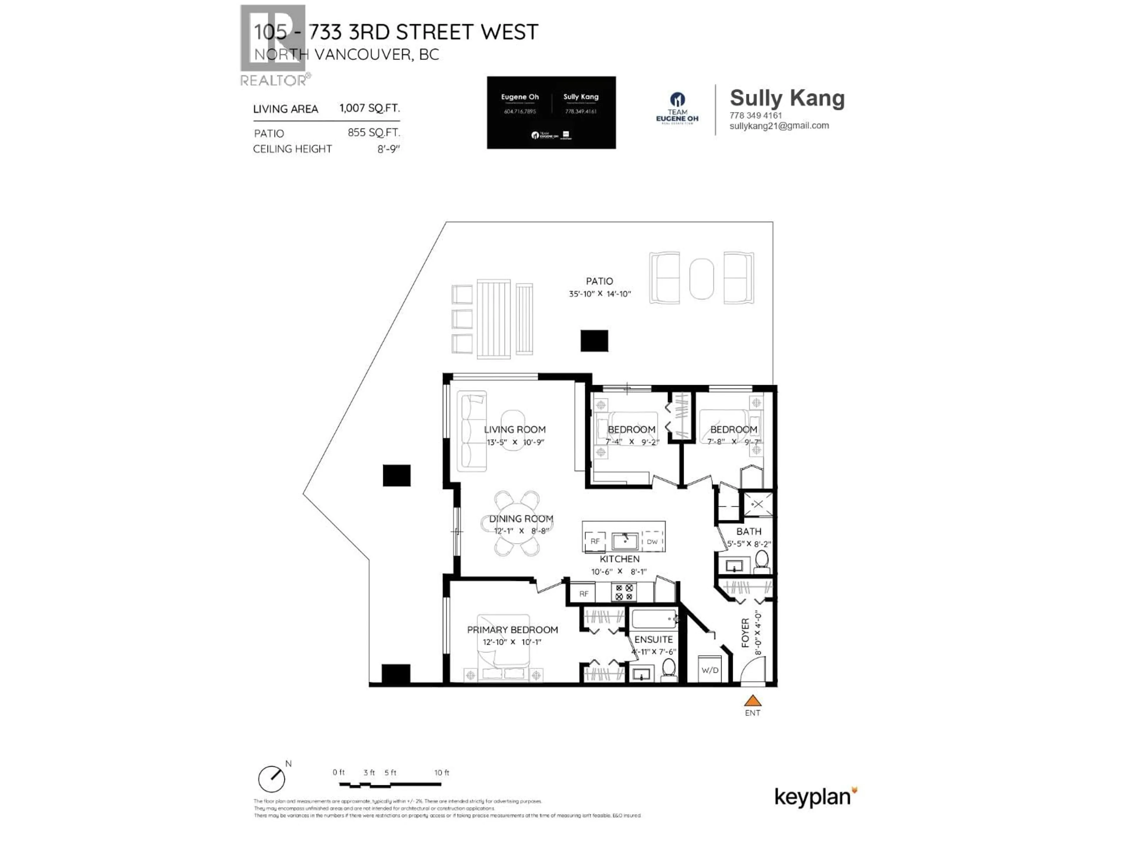 Floor plan for 105 - 733 3RD STREET, North Vancouver British Columbia V7M0C8