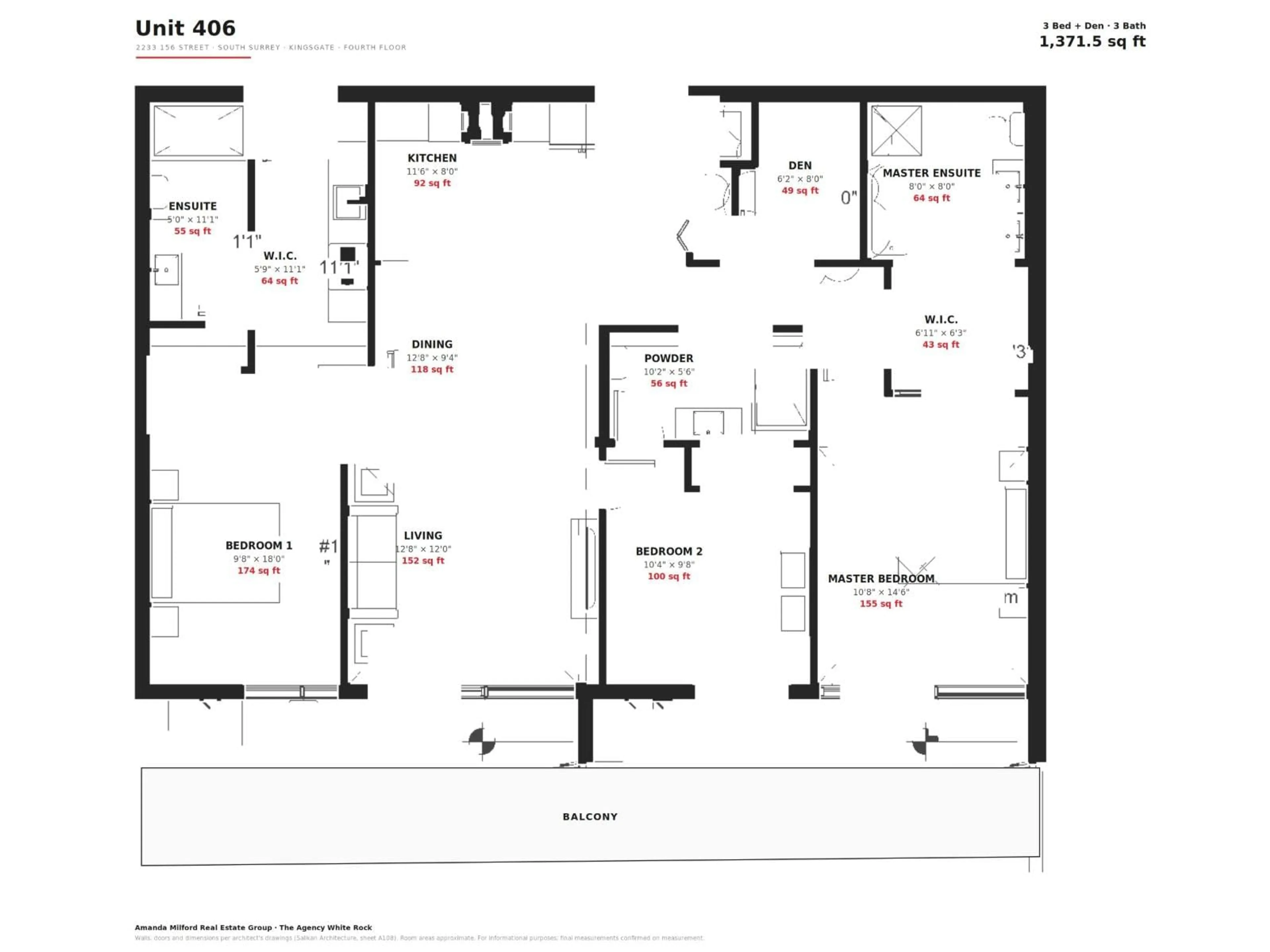 Floor plan for 406 - 2233 156 STREET, Surrey British Columbia V4A4V3