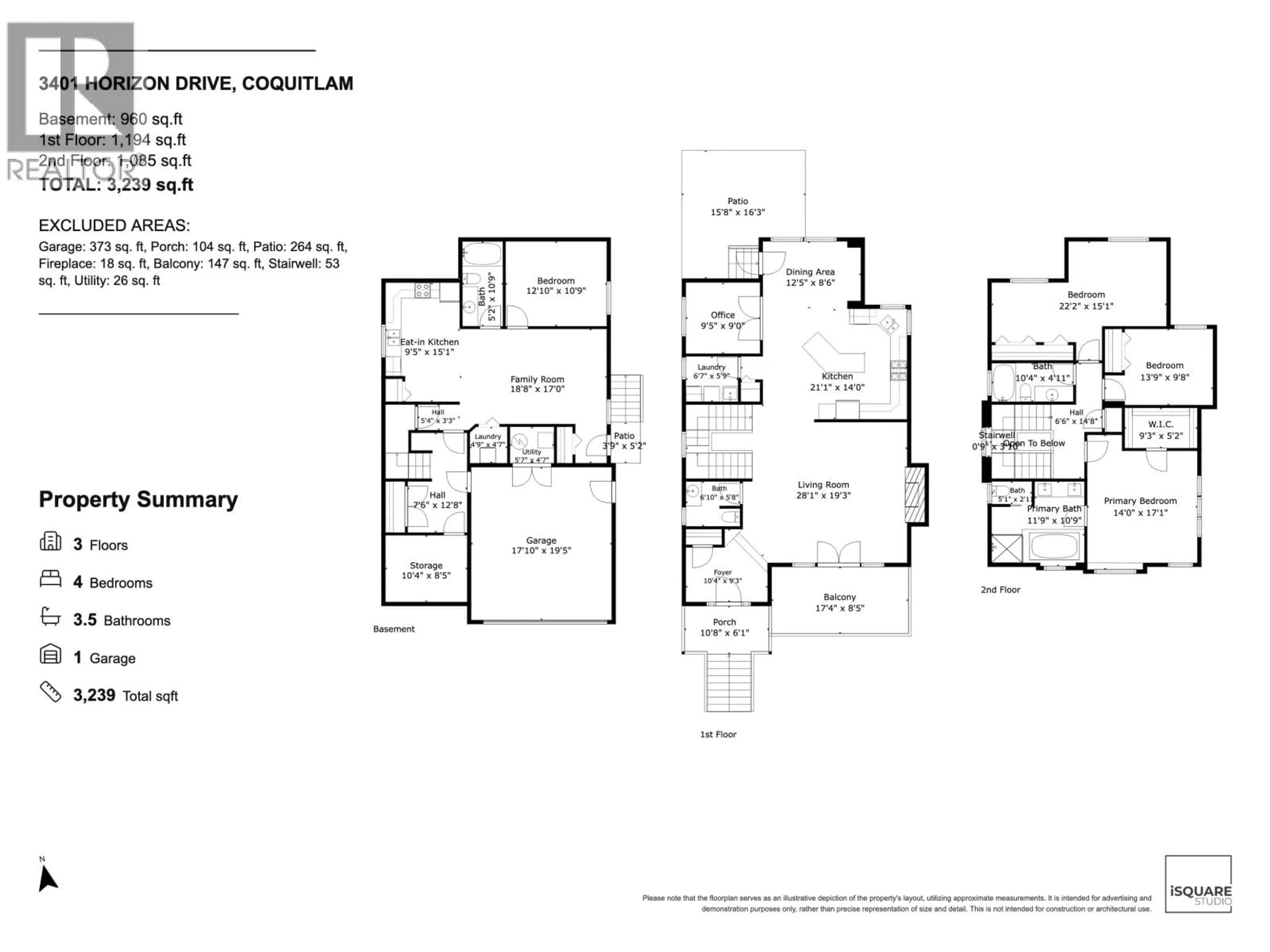 Floor plan for 3401 HORIZON DRIVE, Coquitlam British Columbia V3E0E4