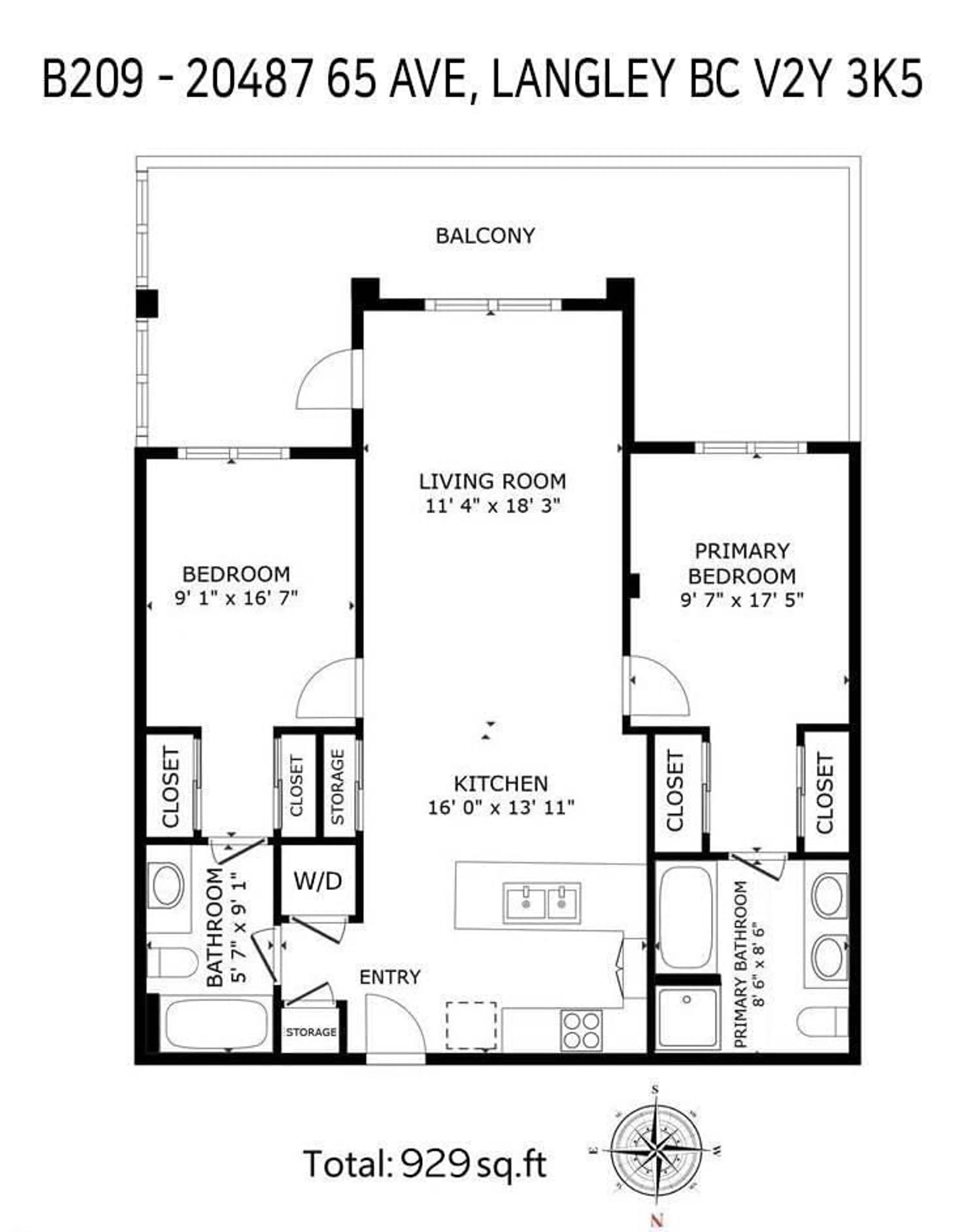 Floor plan for B209 - 20487 65 AVENUE, Langley British Columbia V2Y3K6