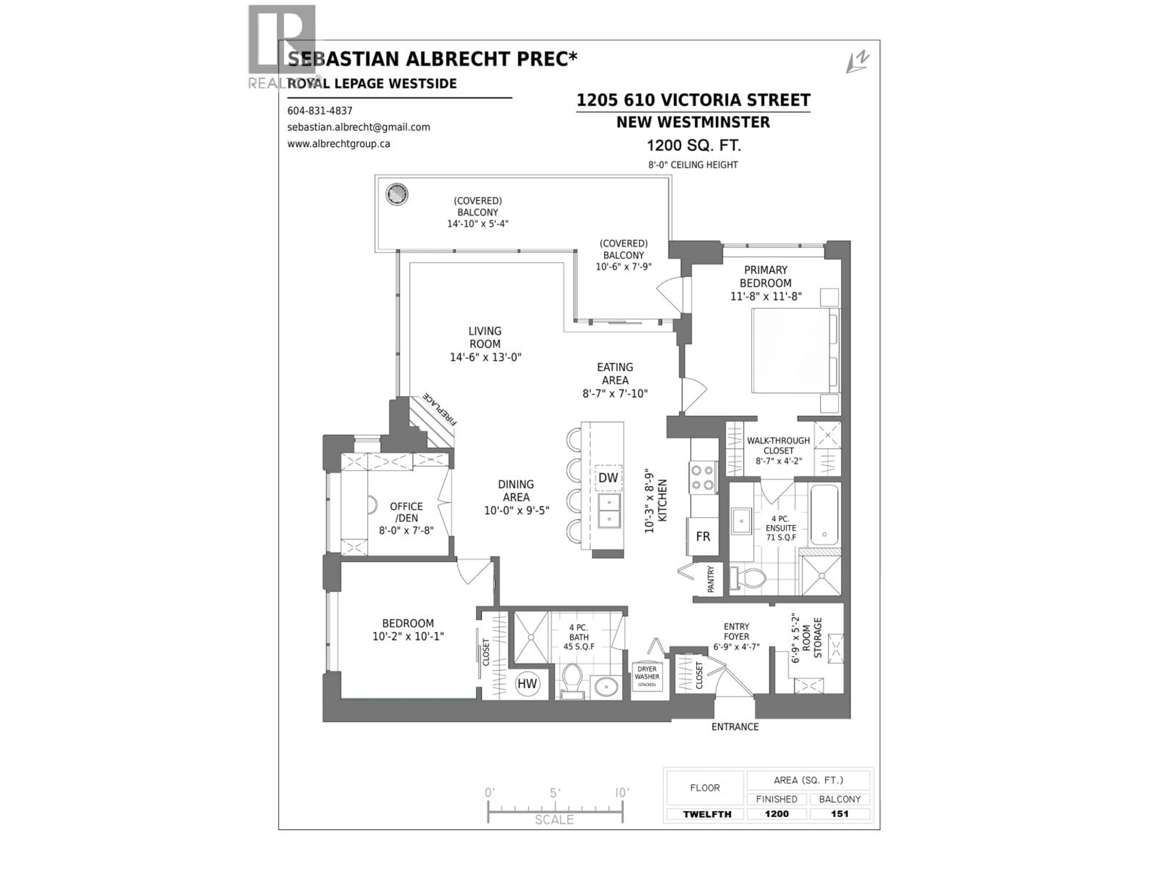 Floor plan for 1205 - 610 VICTORIA STREET, New Westminster British Columbia V3M0A5