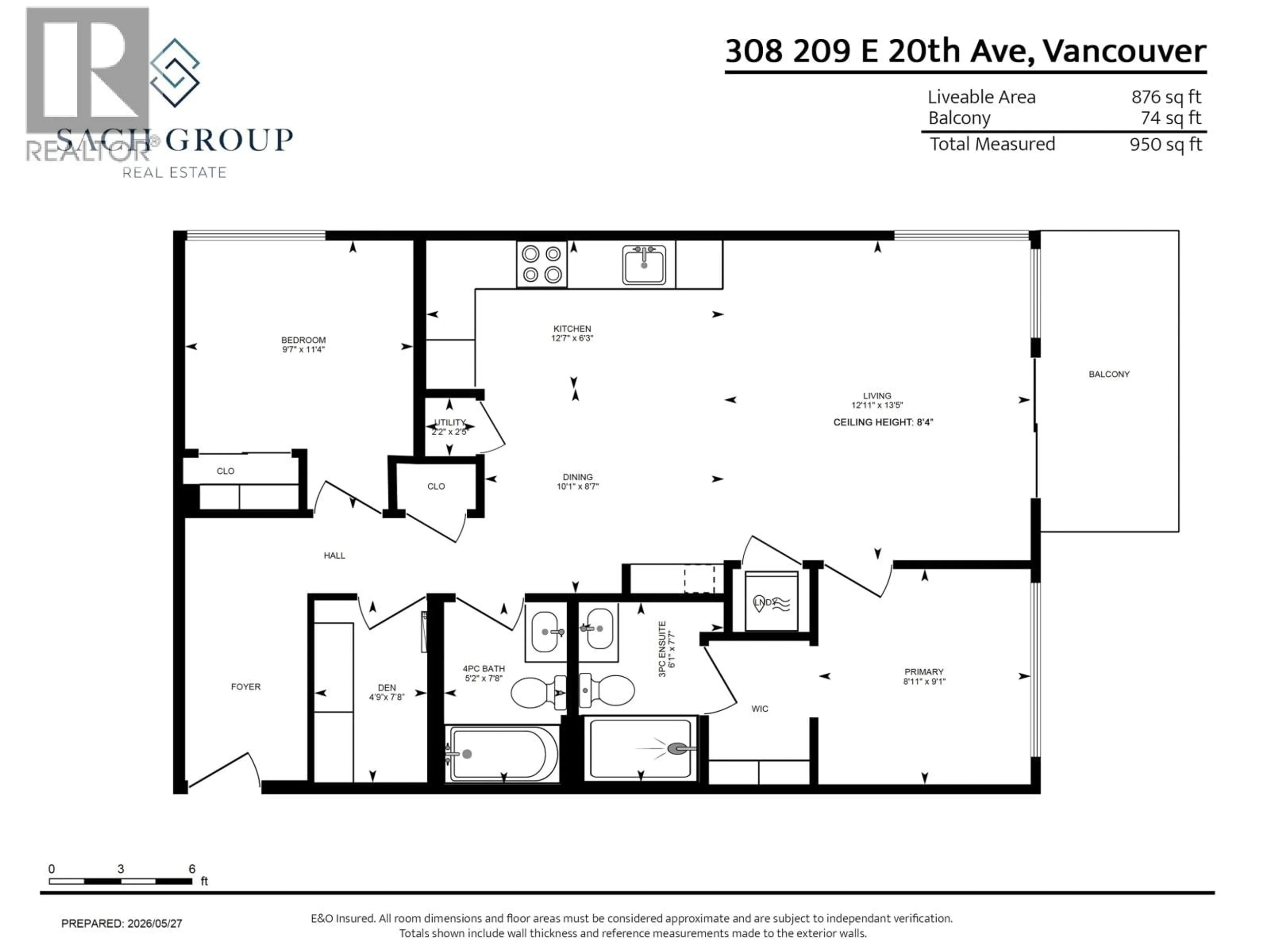 Floor plan for 308 - 209 20 AVENUE, Vancouver British Columbia V5V1M2