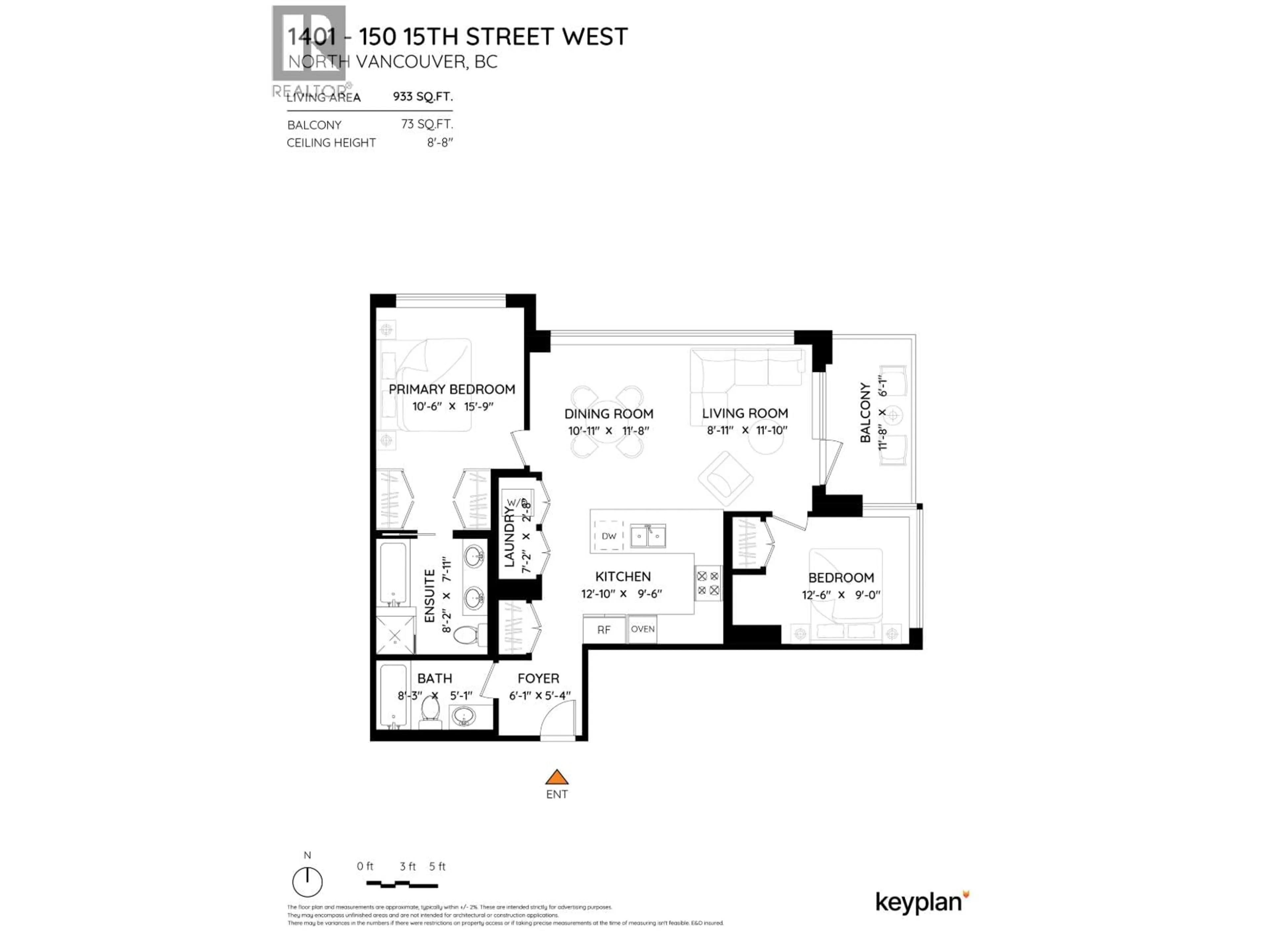 Floor plan for 1401 - 150 15TH STREET, North Vancouver British Columbia V7M0C4