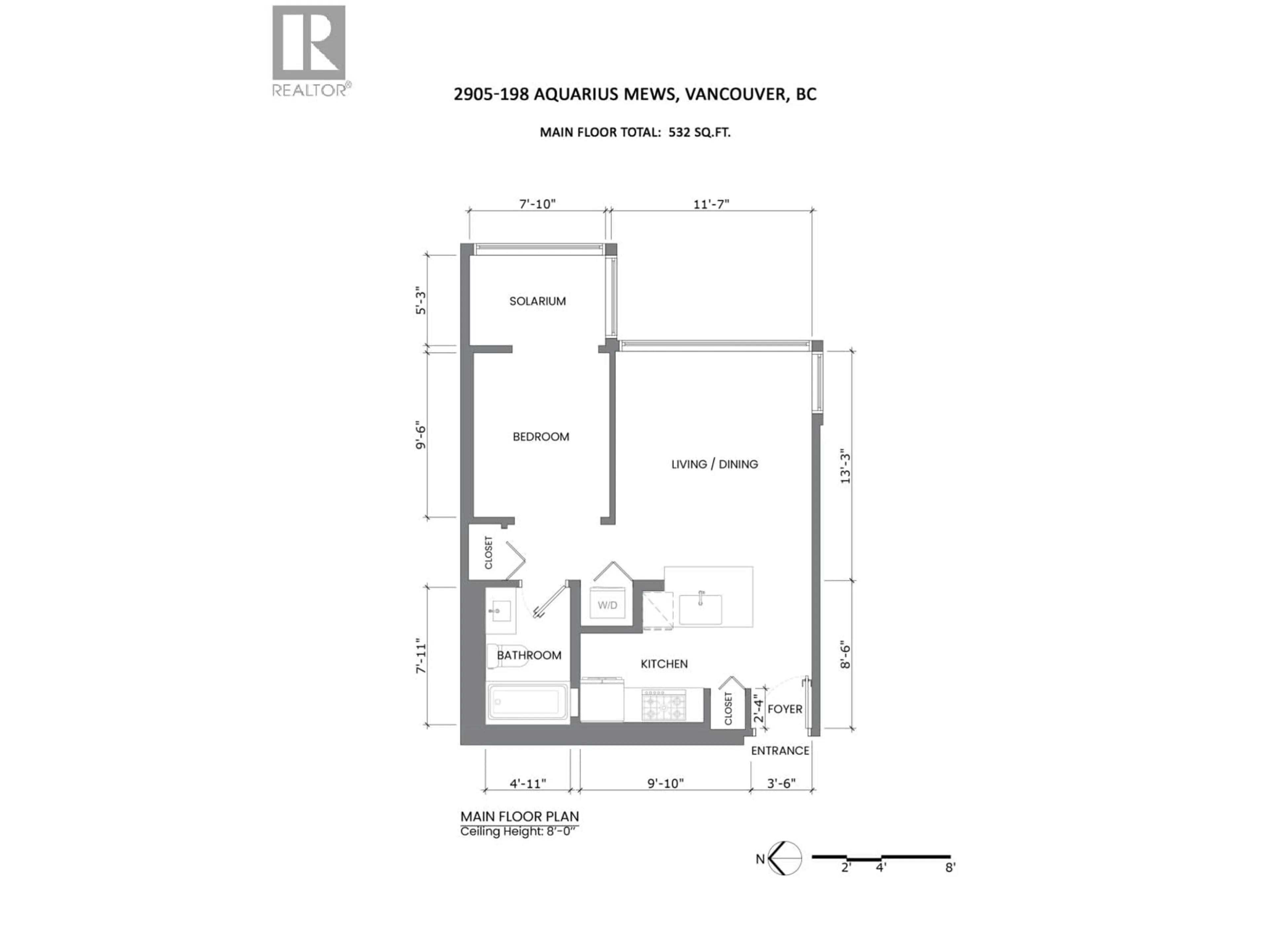 Floor plan for 2905 - 198 AQUARIUS MEWS, Vancouver British Columbia V6Z2Y4