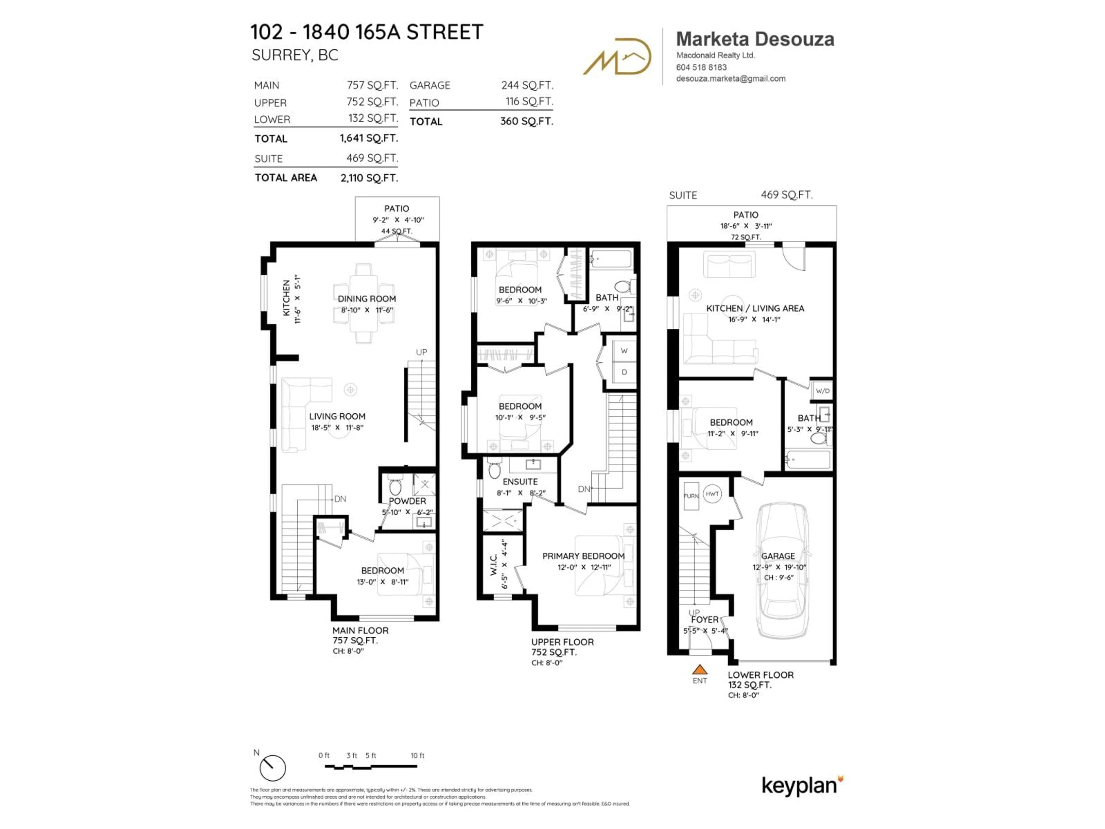 Floor plan for 102 - 1840 165A STREET, Surrey British Columbia V3Z9X5