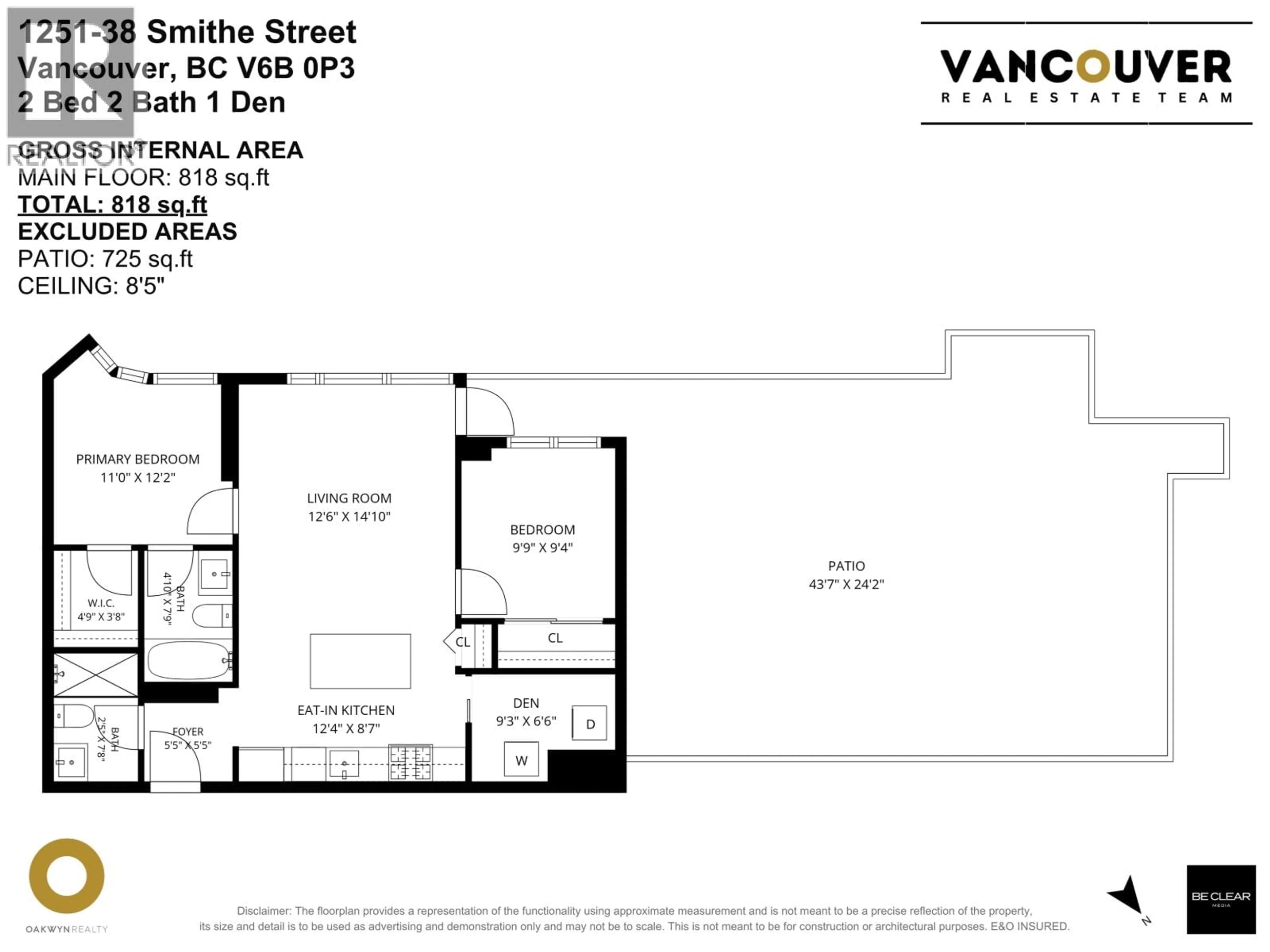 Floor plan for 1251 - 38 SMITHE STREET, Vancouver British Columbia V6B0P3