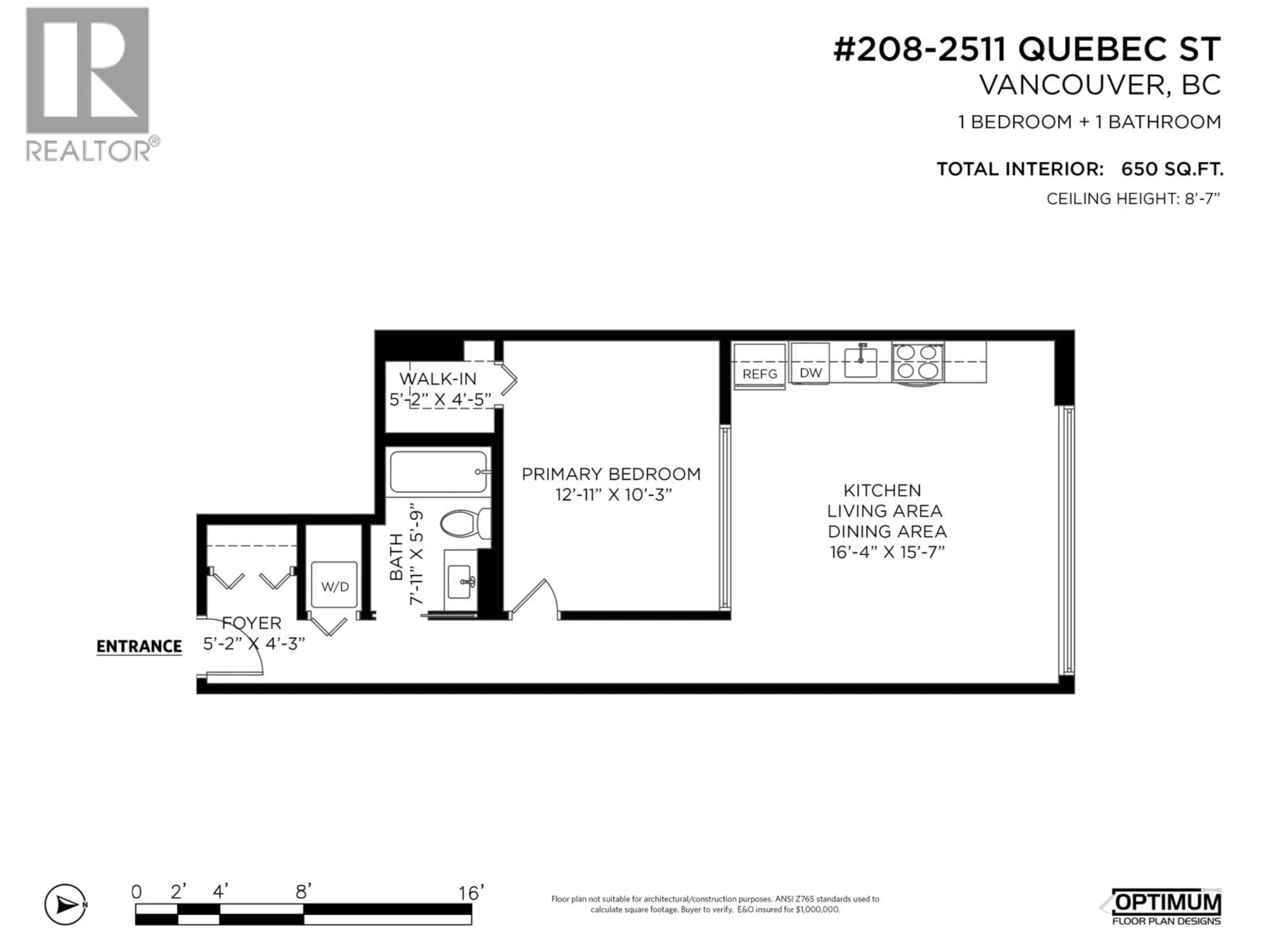 Floor plan for 208 - 2511 QUEBEC STREET, Vancouver British Columbia V5T0B6