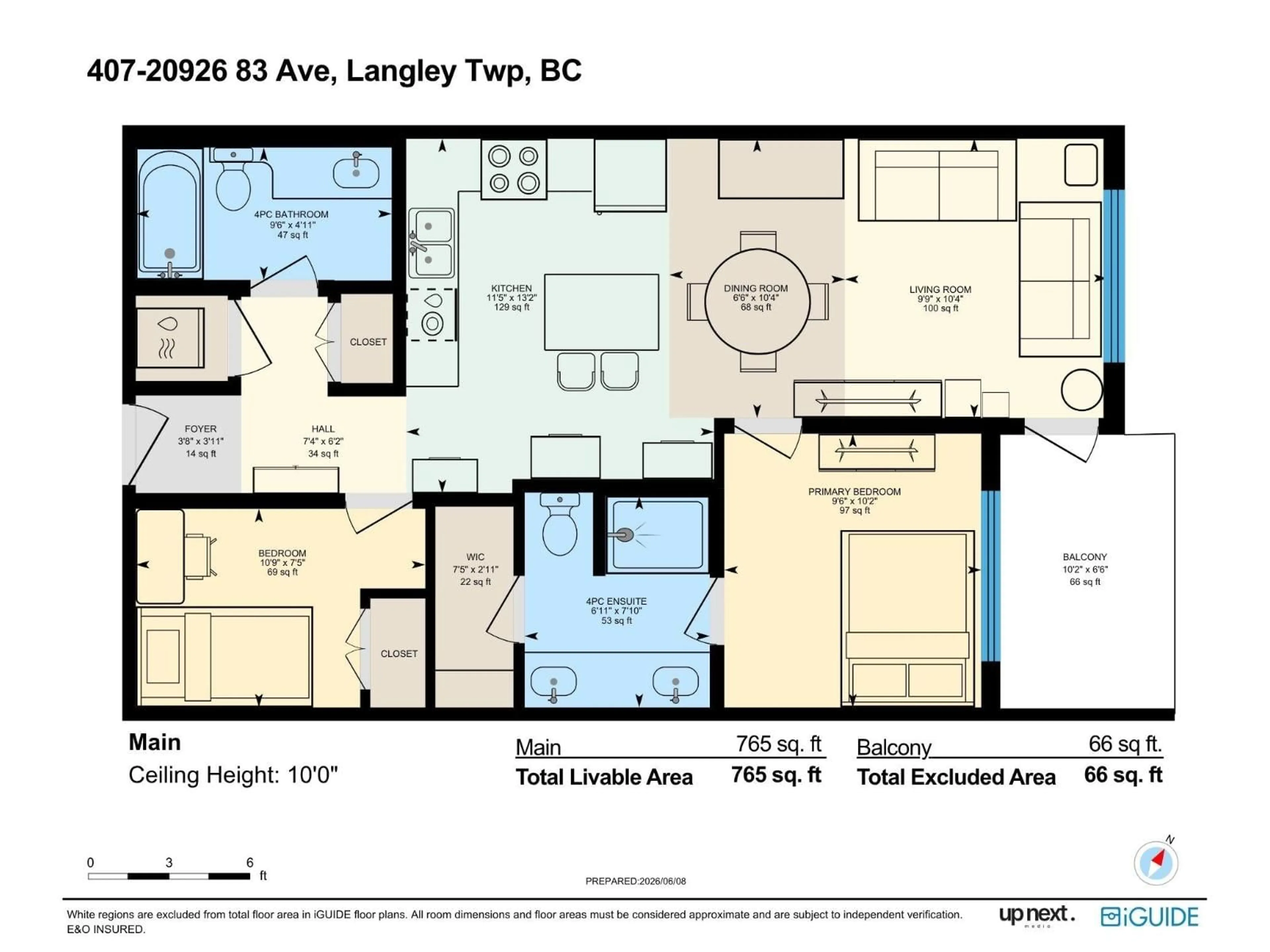 Floor plan for 407 - 20926 83 AVENUE, Langley British Columbia V2Y3Y9