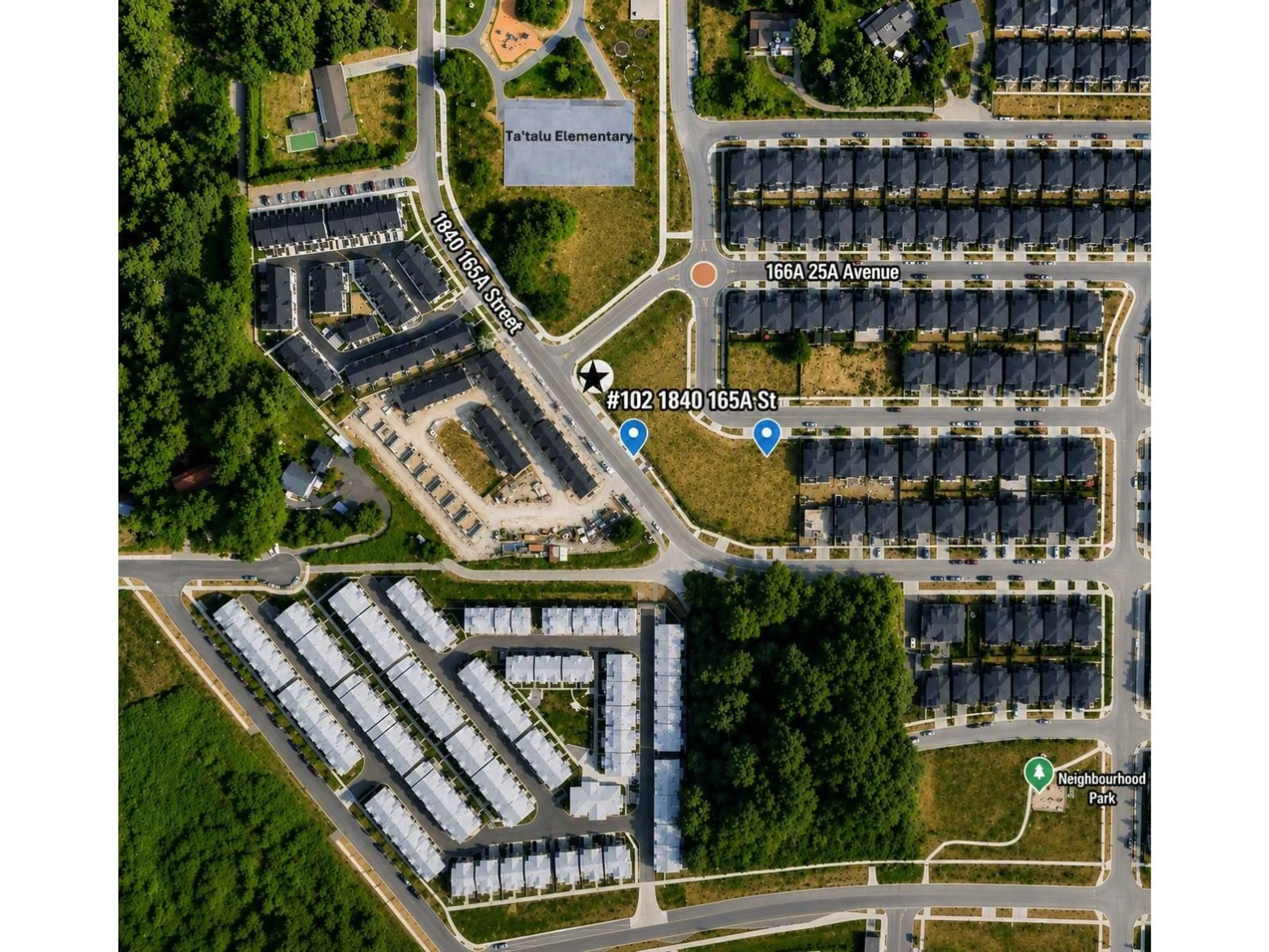 A pic from outside/outdoor area/front of a property/back of a property/a pic from drone, street for 101 - 1840 165A STREET, Surrey British Columbia V3Z9X5