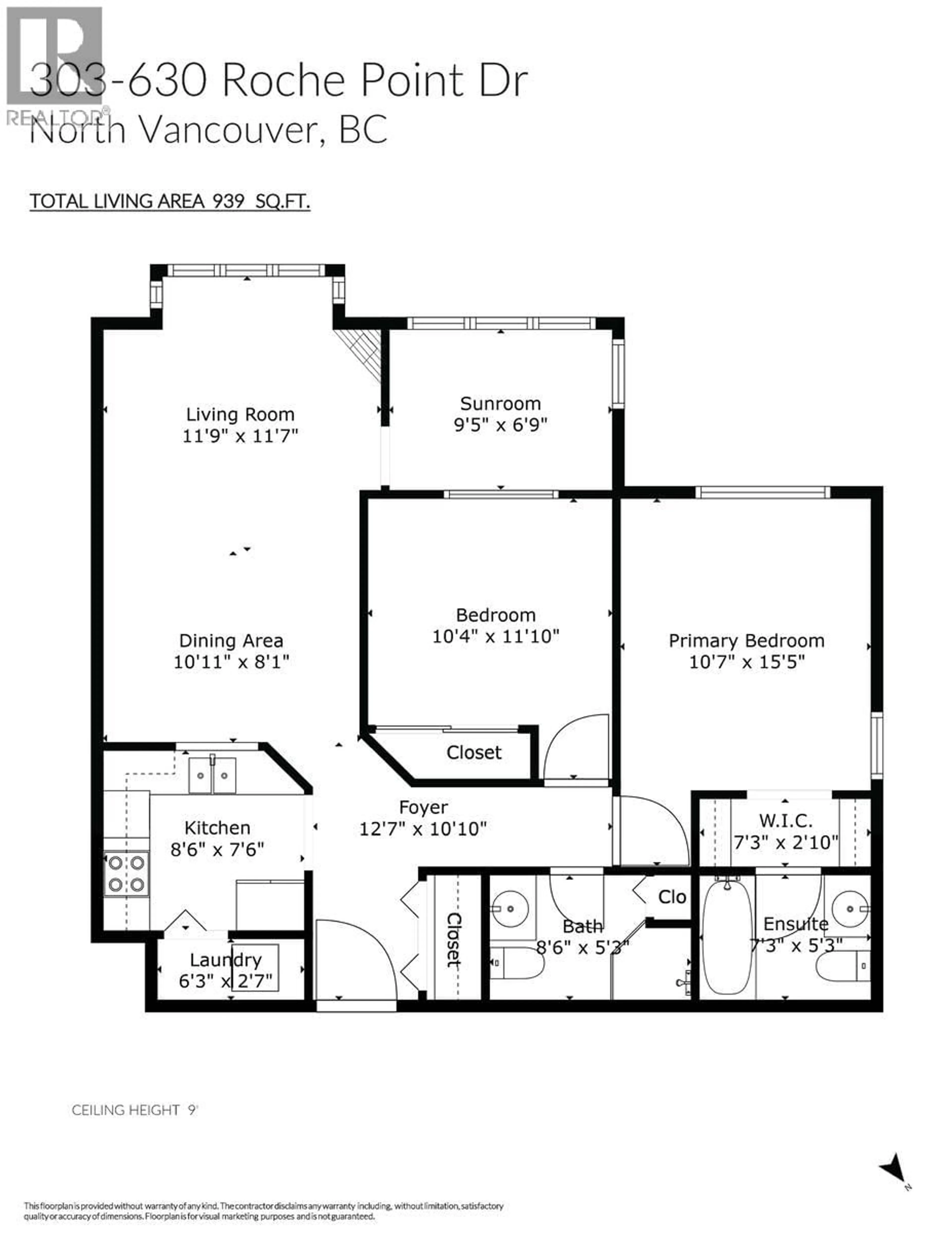 Floor plan for 303 - 630 ROCHE POINT DRIVE, North Vancouver British Columbia V7H3A1