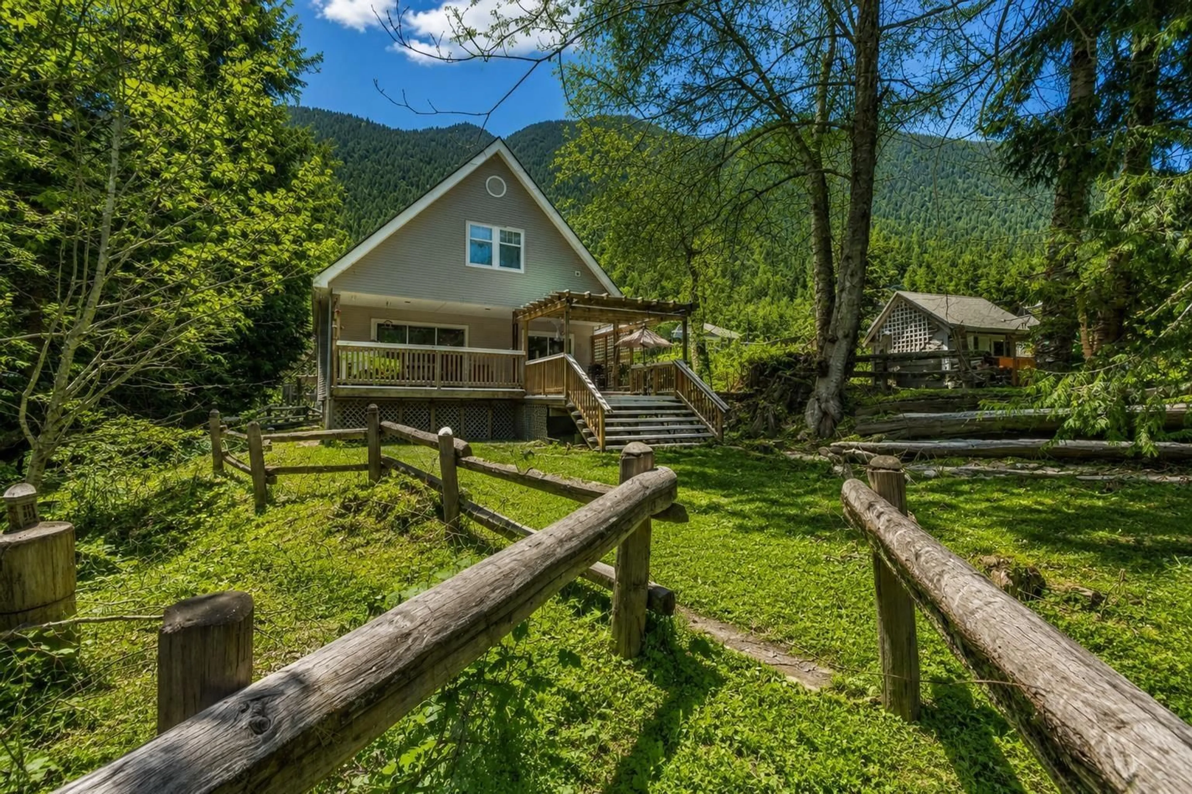 A pic from outside/outdoor area/front of a property/back of a property/a pic from drone, mountain view for 66510 KERELUK ROAD, Hope British Columbia V0X1L1