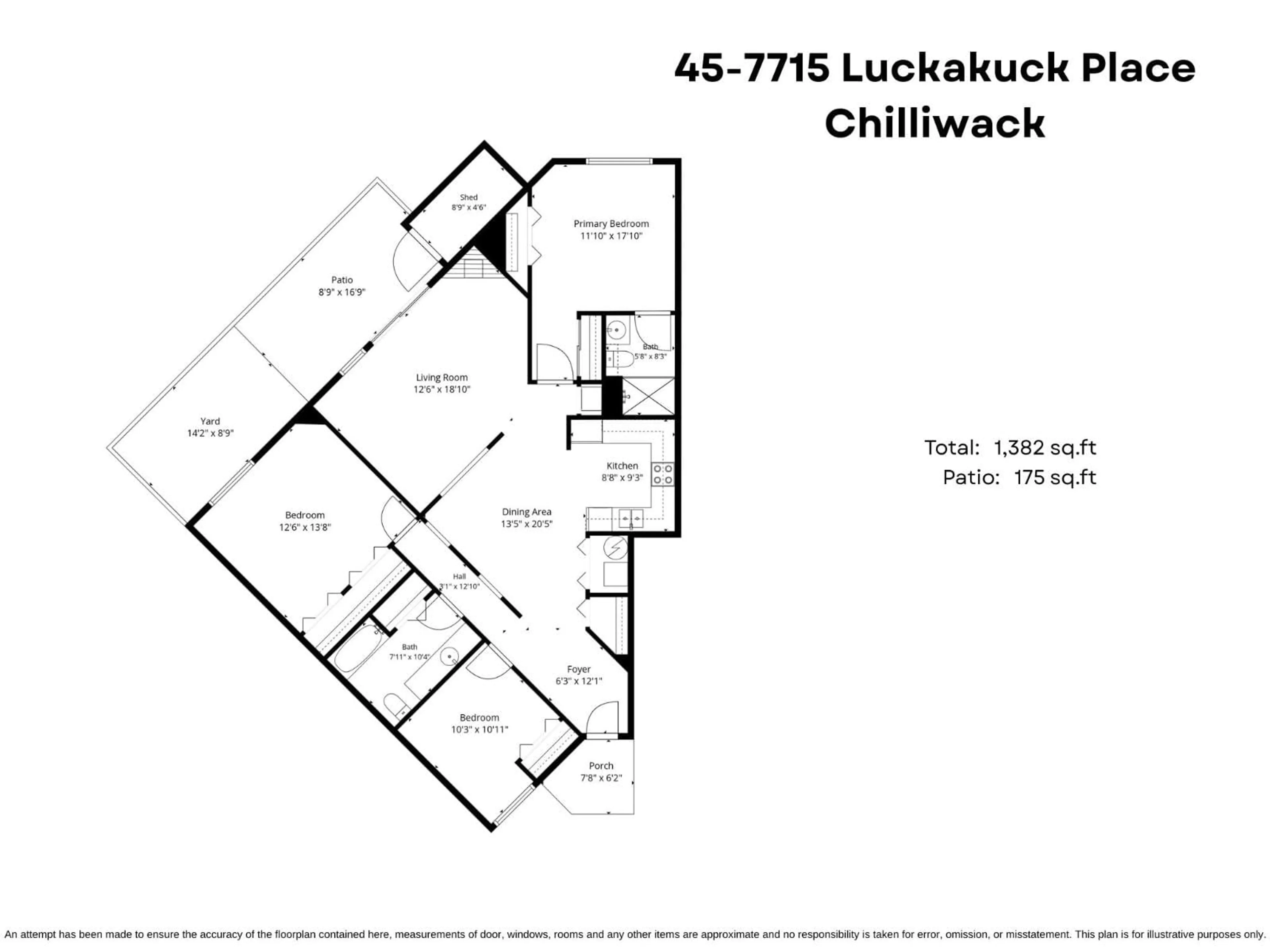 Floor plan for 45 - 7715 LUCKAKUCK PLACE, Chilliwack British Columbia V2R3N6