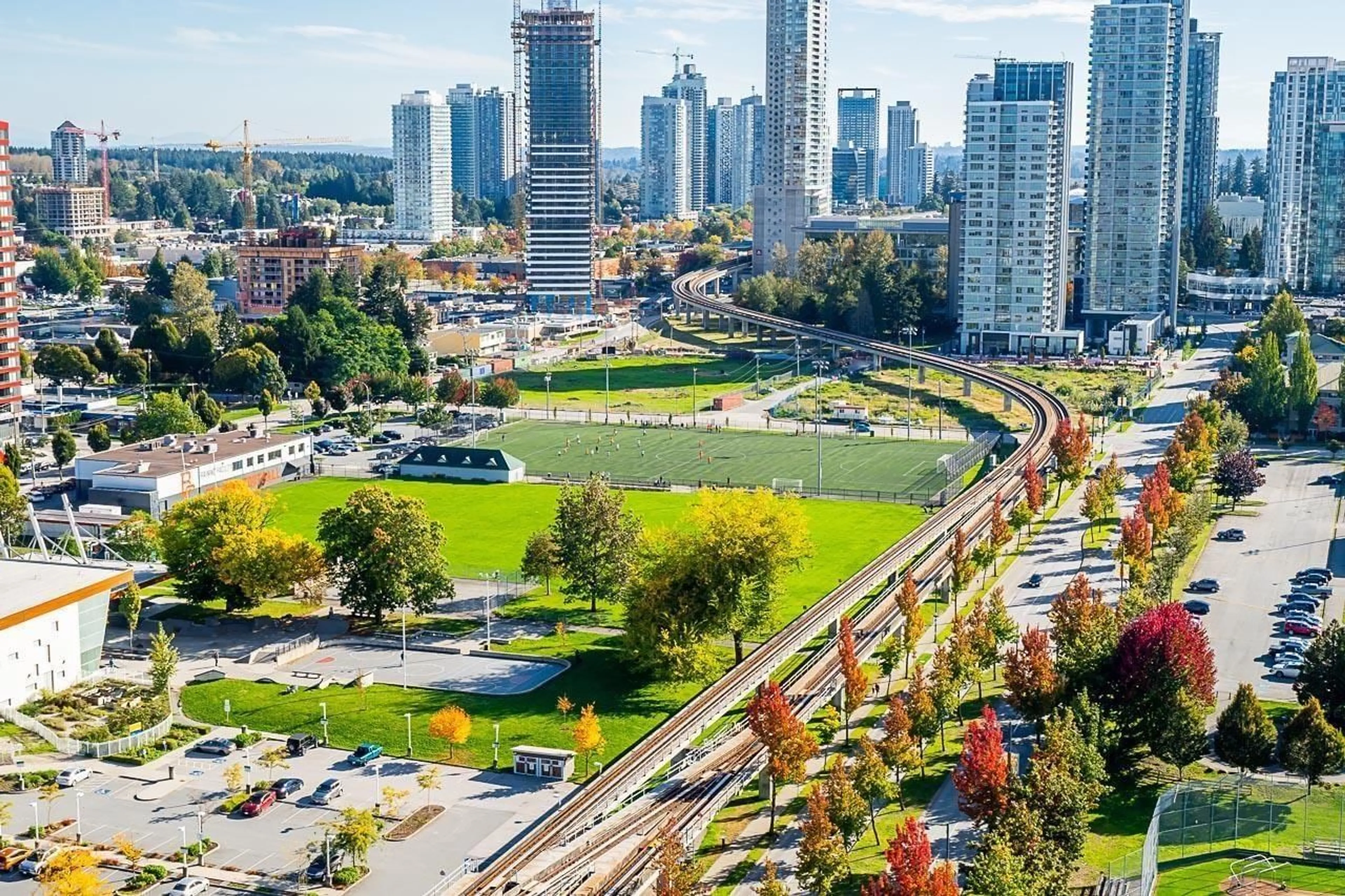 A pic from outside/outdoor area/front of a property/back of a property/a pic from drone, city buildings view from balcony for 2504 - 10777 UNIVERSITY DRIVE, Surrey British Columbia V3T0E6
