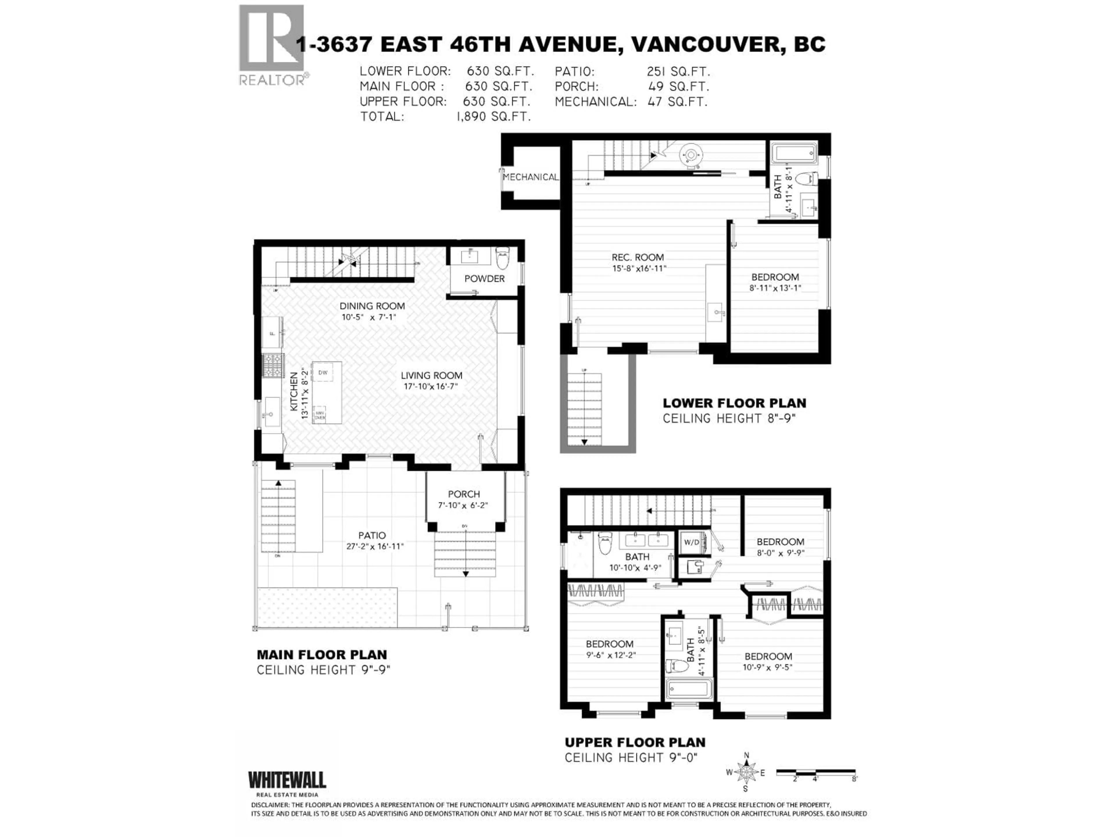 Floor plan for 1 - 3637 46TH AVENUE, Vancouver British Columbia V5S1B7