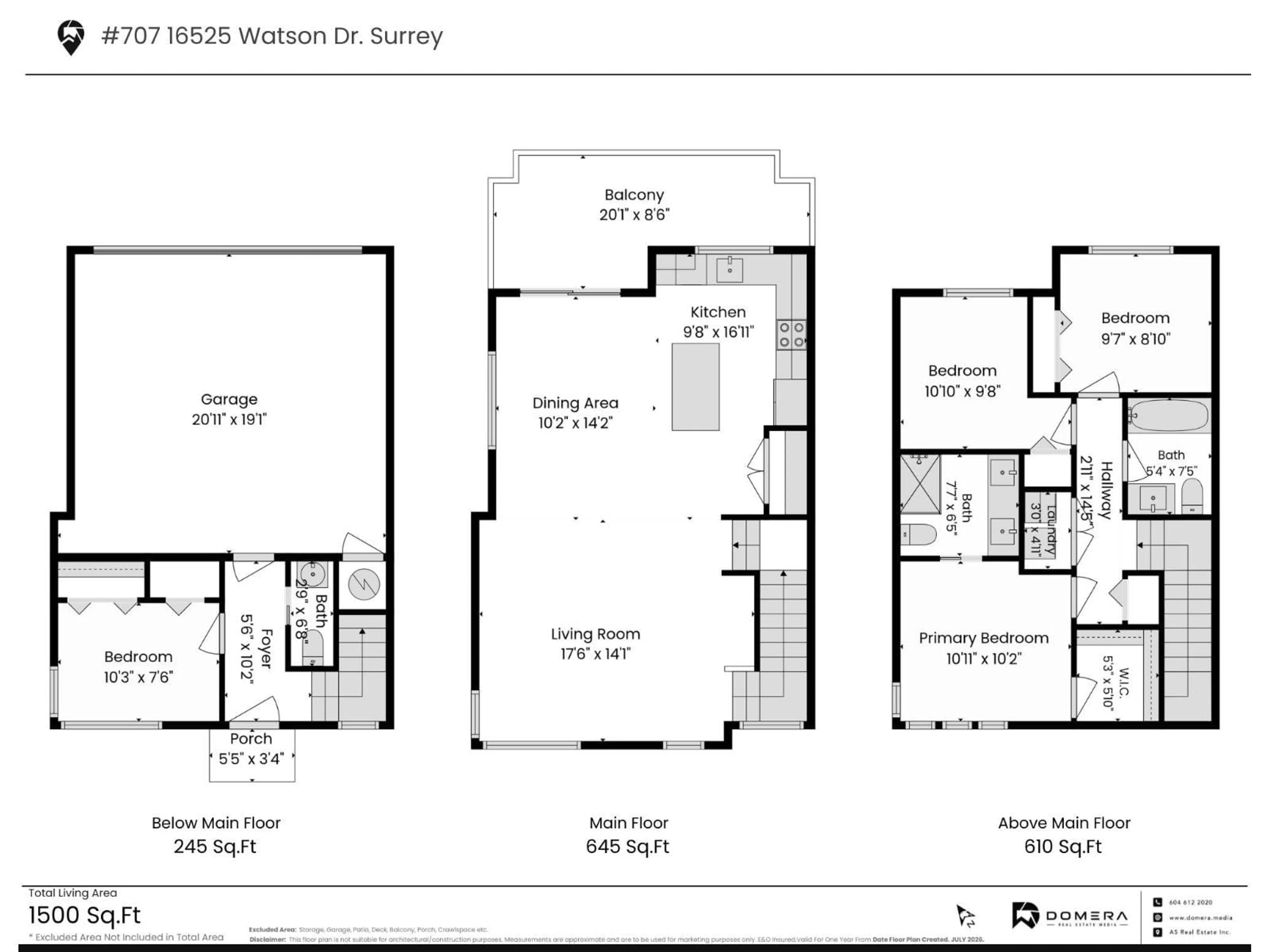 Floor plan for 707 - 16525 WATSON DRIVE, Surrey British Columbia V4N6S1
